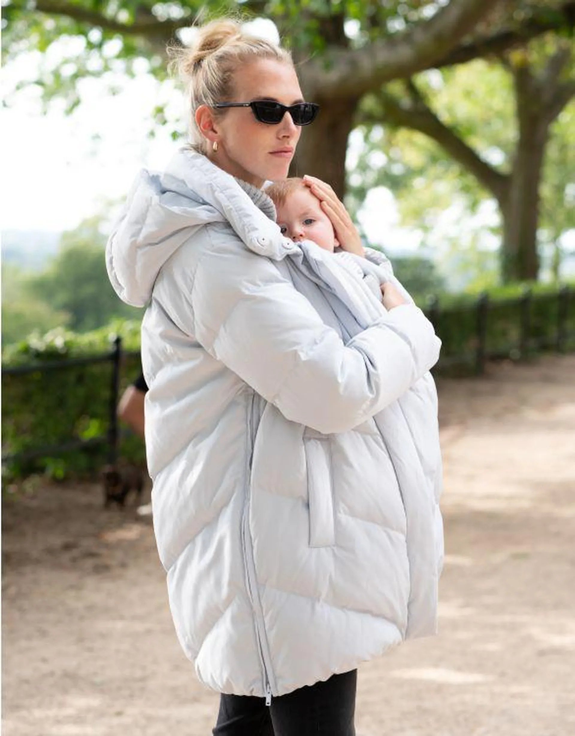 Ice Blue Maternity & Babywearing Puffer Coat