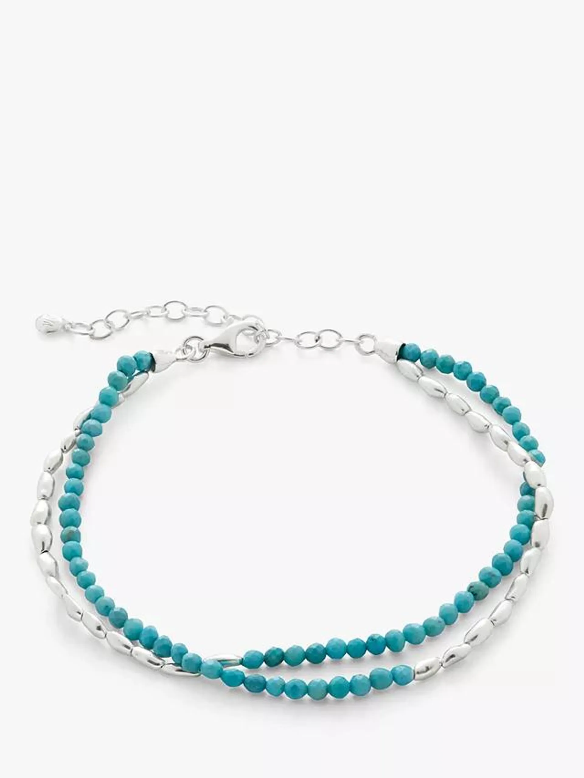 Monica Vinader Mini Nugget Gemstone Beaded Bracelet, Turquoise/Silver