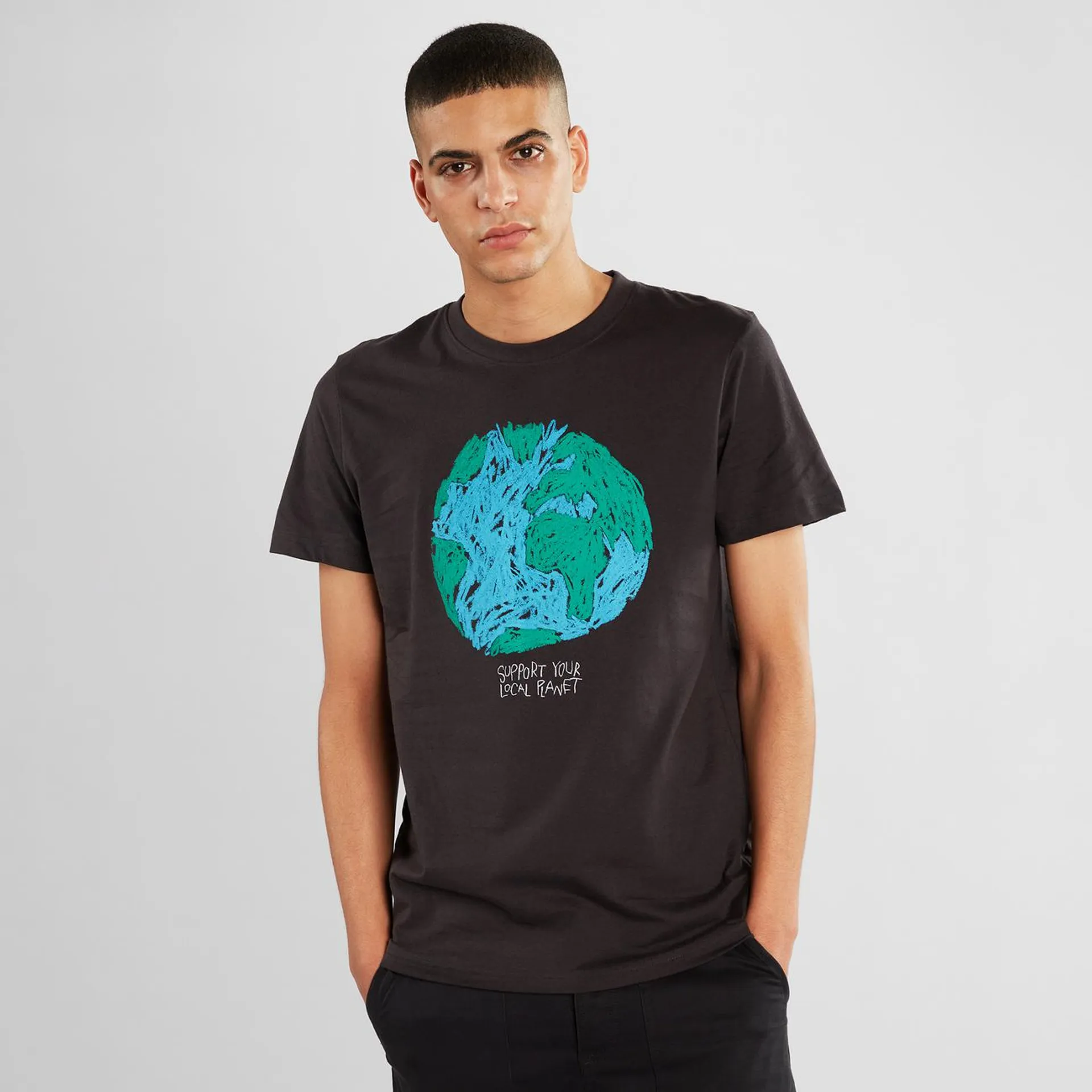 T-shirt Stockholm Crayon Globe Charcoal