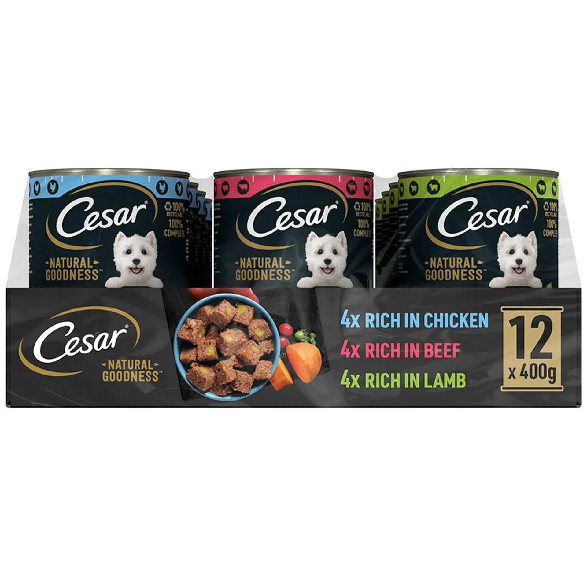 Cesar Natural Goodness Wet Adult Dog Food Mixed Selection In Loaf 12x400g