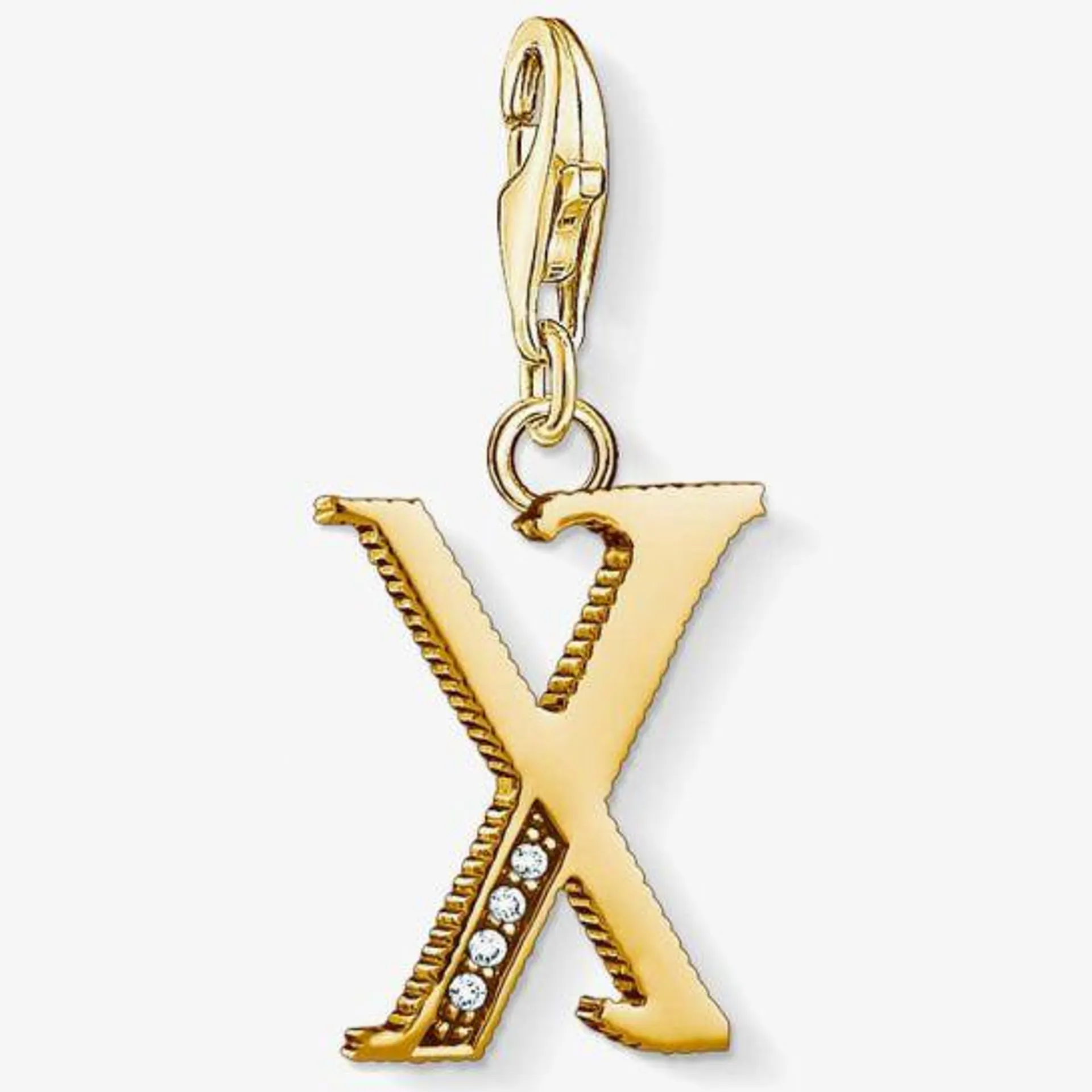Gold Plated Cubic Zirconia X Charm