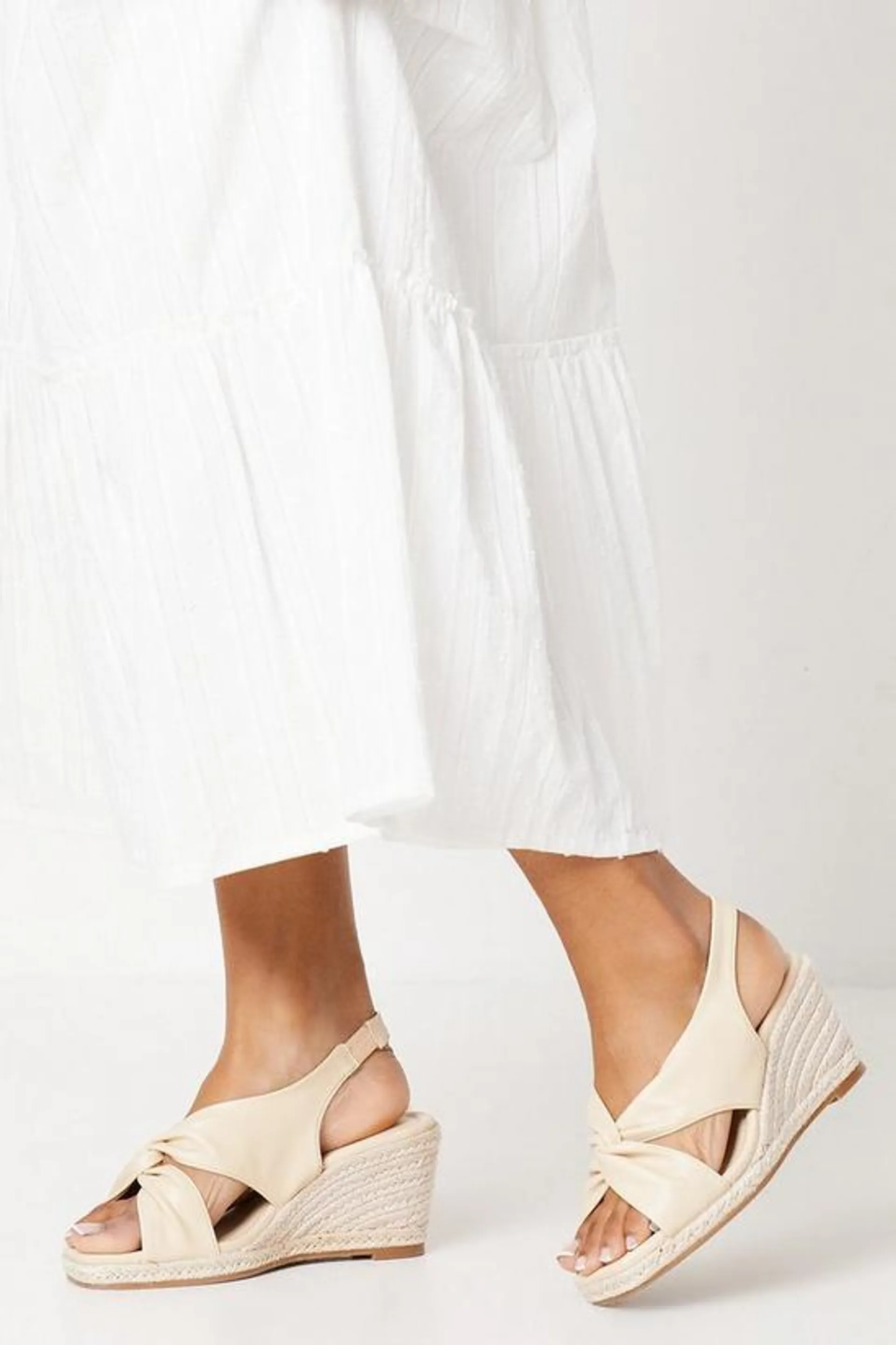 Reese Soft Twist Detail Slingback Espadrille Wedges