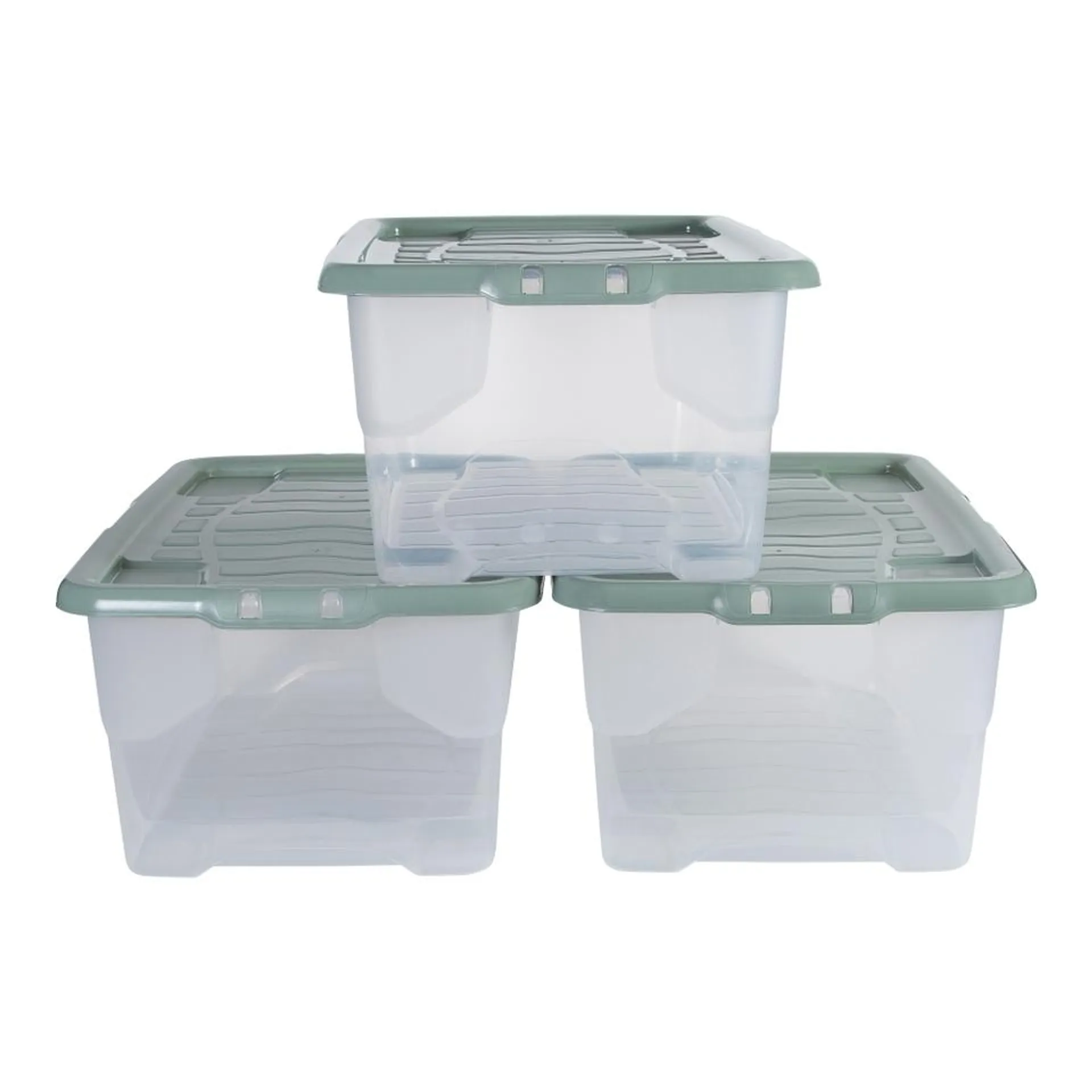 Strata Set of 3 Curve Boxes and Green Lids - 42L