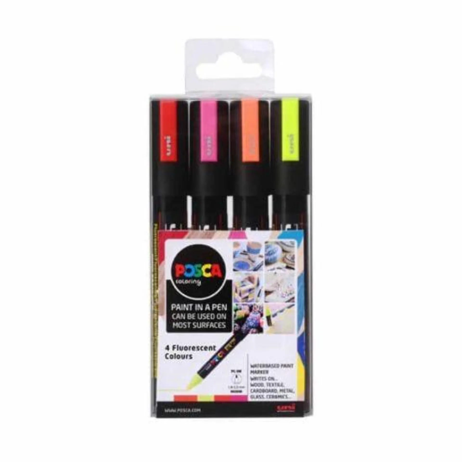 Uni Posca Paint Marker PC-5M Fluorescent Pack of 4