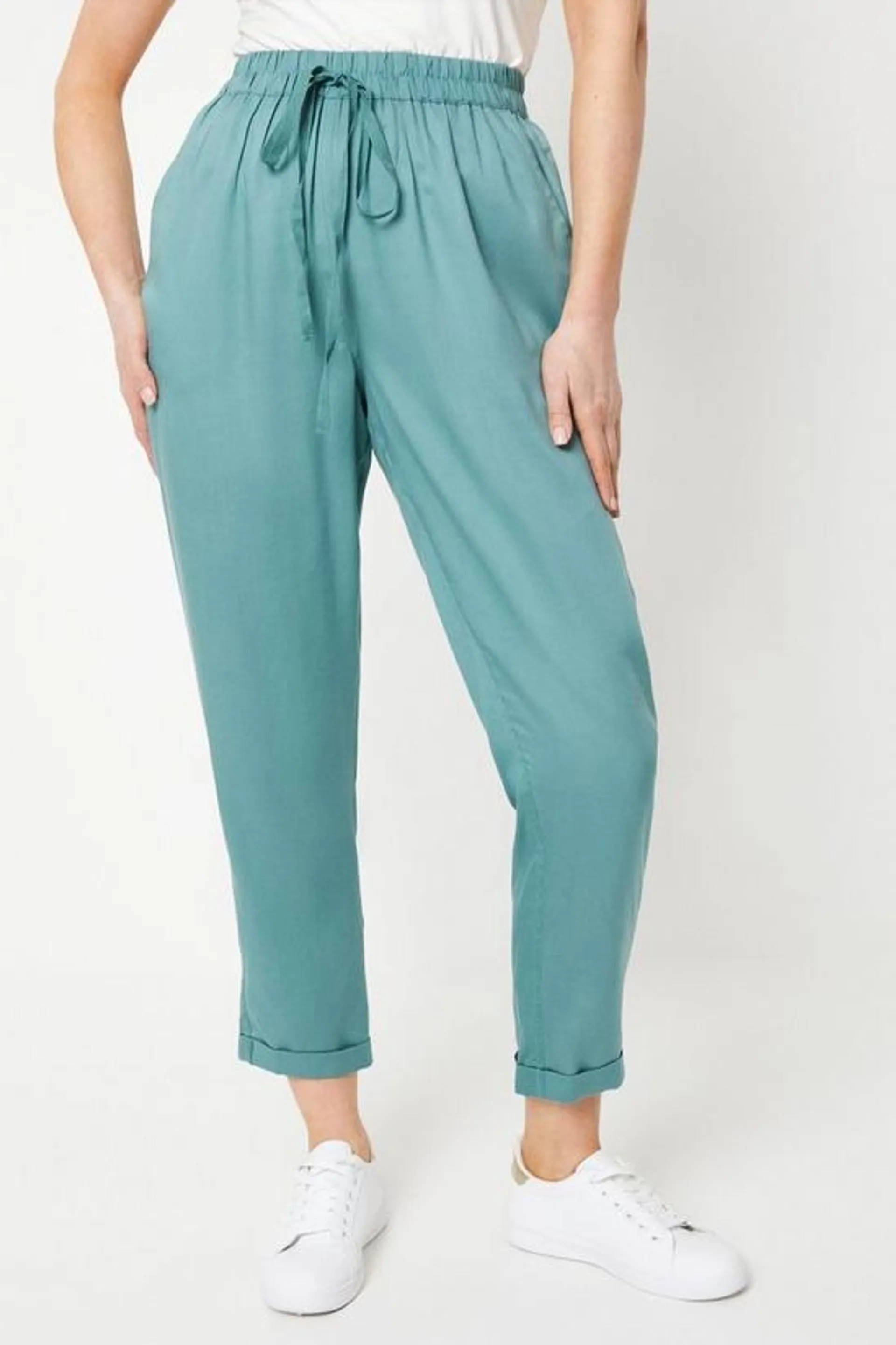 Tencel Belted Ankle Grazer Trouser