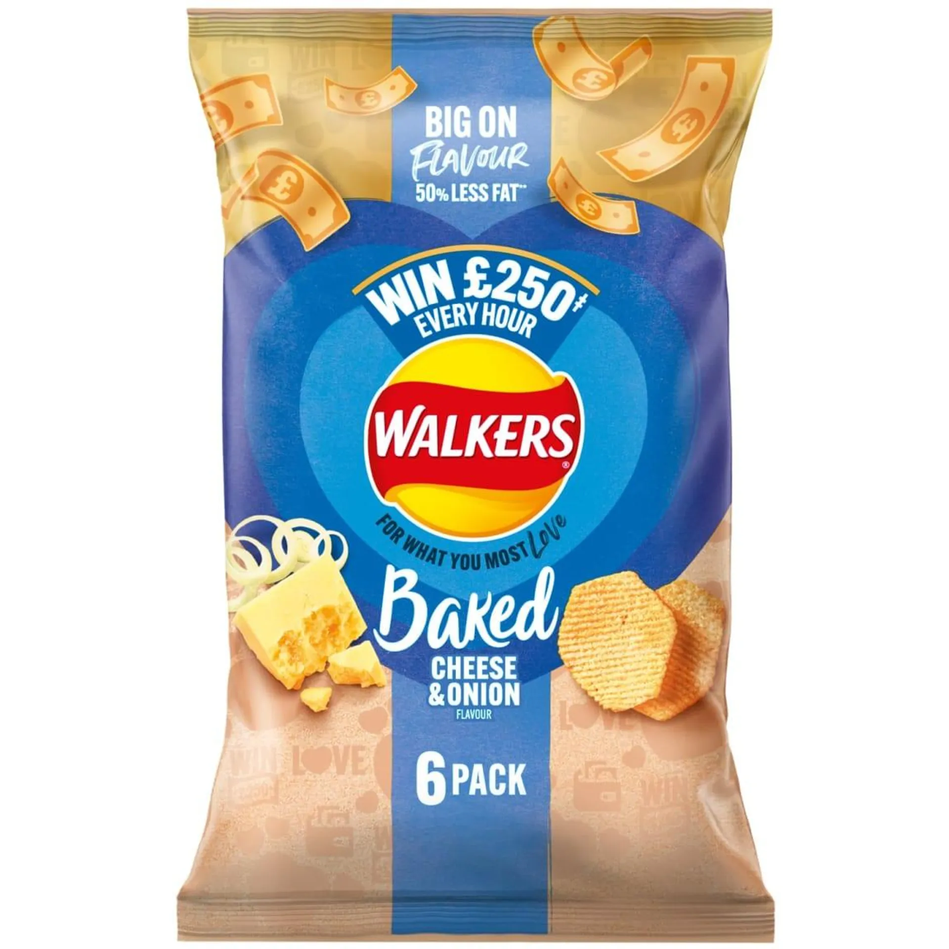 Walkers Oven Baked Crisps 6pk - Cheese & Onion