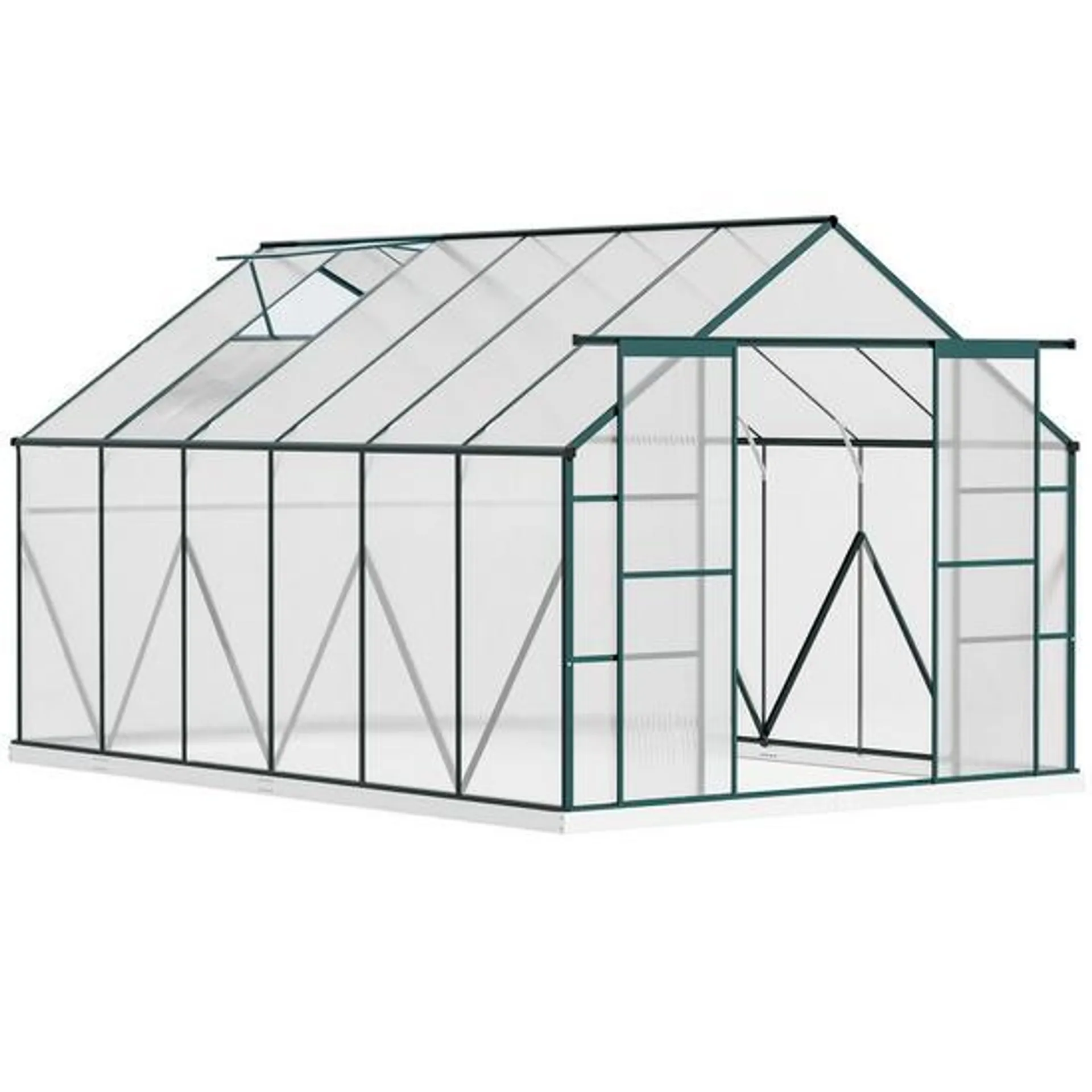 8x12ft Polycarbonate Walk-in Greenhouse Outdoor with Double Sliding