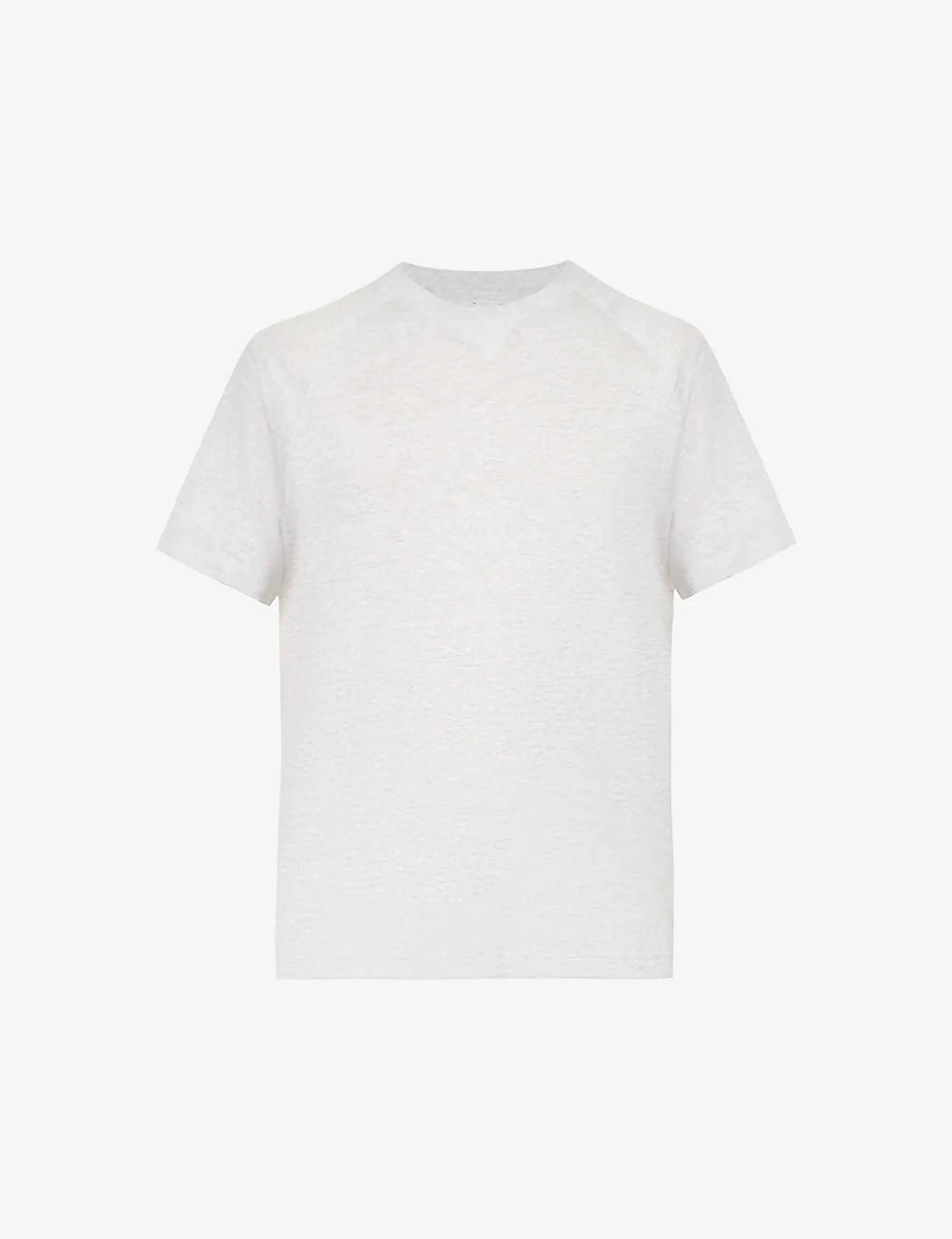 Ribbed-trim crewneck linen and cotton-blend T-shirt