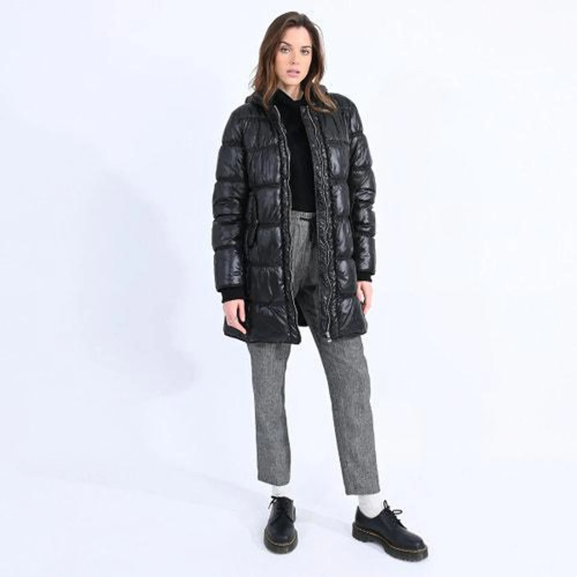 Hooded Padded Puffer Jacket, Mid-Length