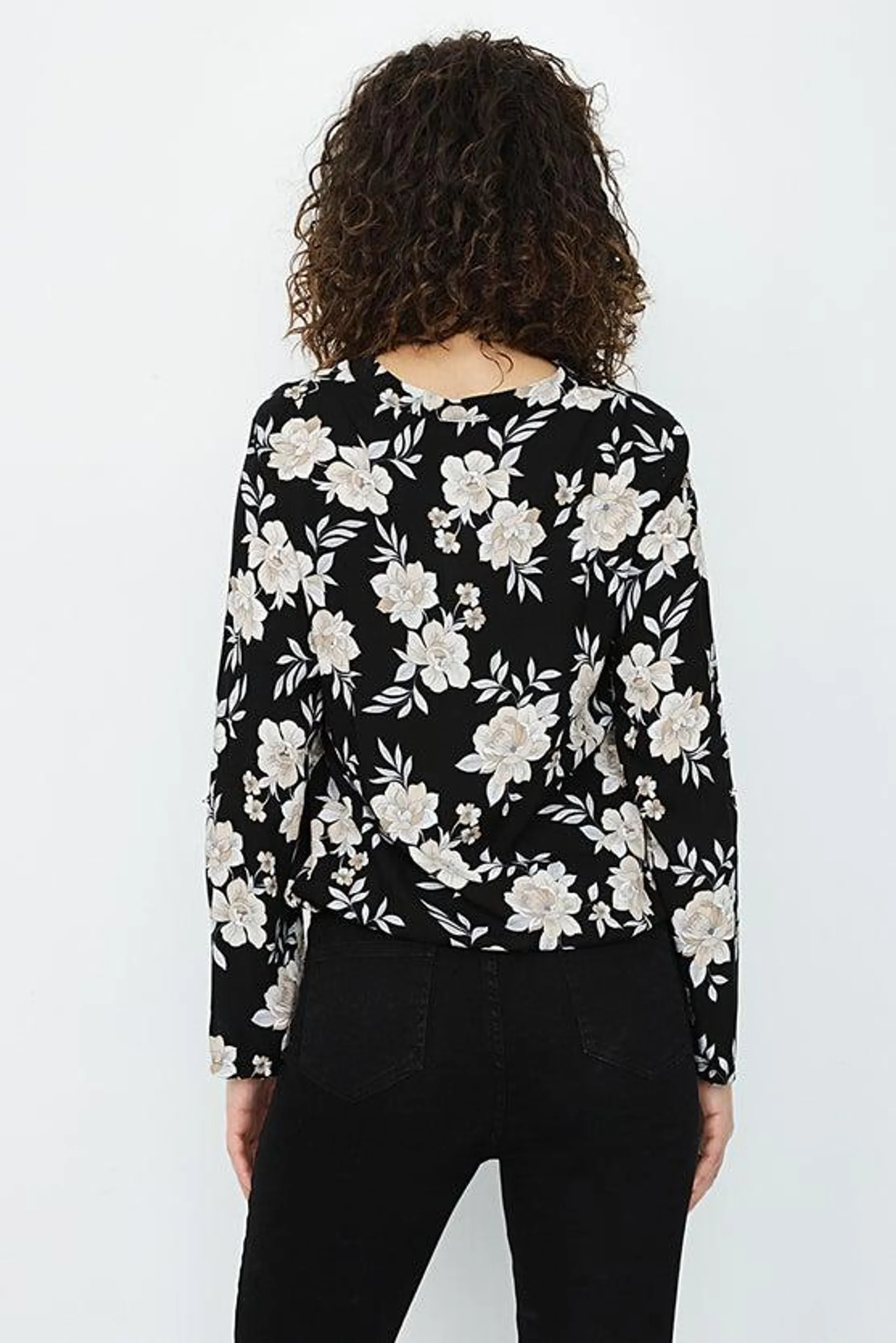 Neutral Printed Elasticated Hem Blouse