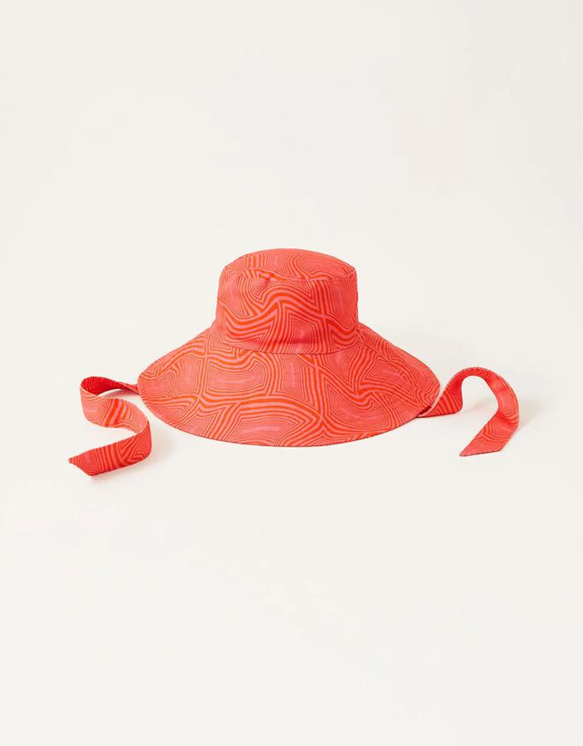 Swirl Print Bucket Hat with Ties