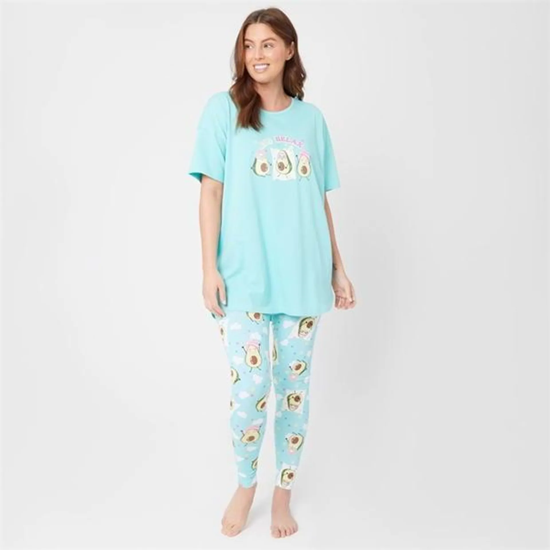 Jersey Avocado Slogan Legging Pyjama Set