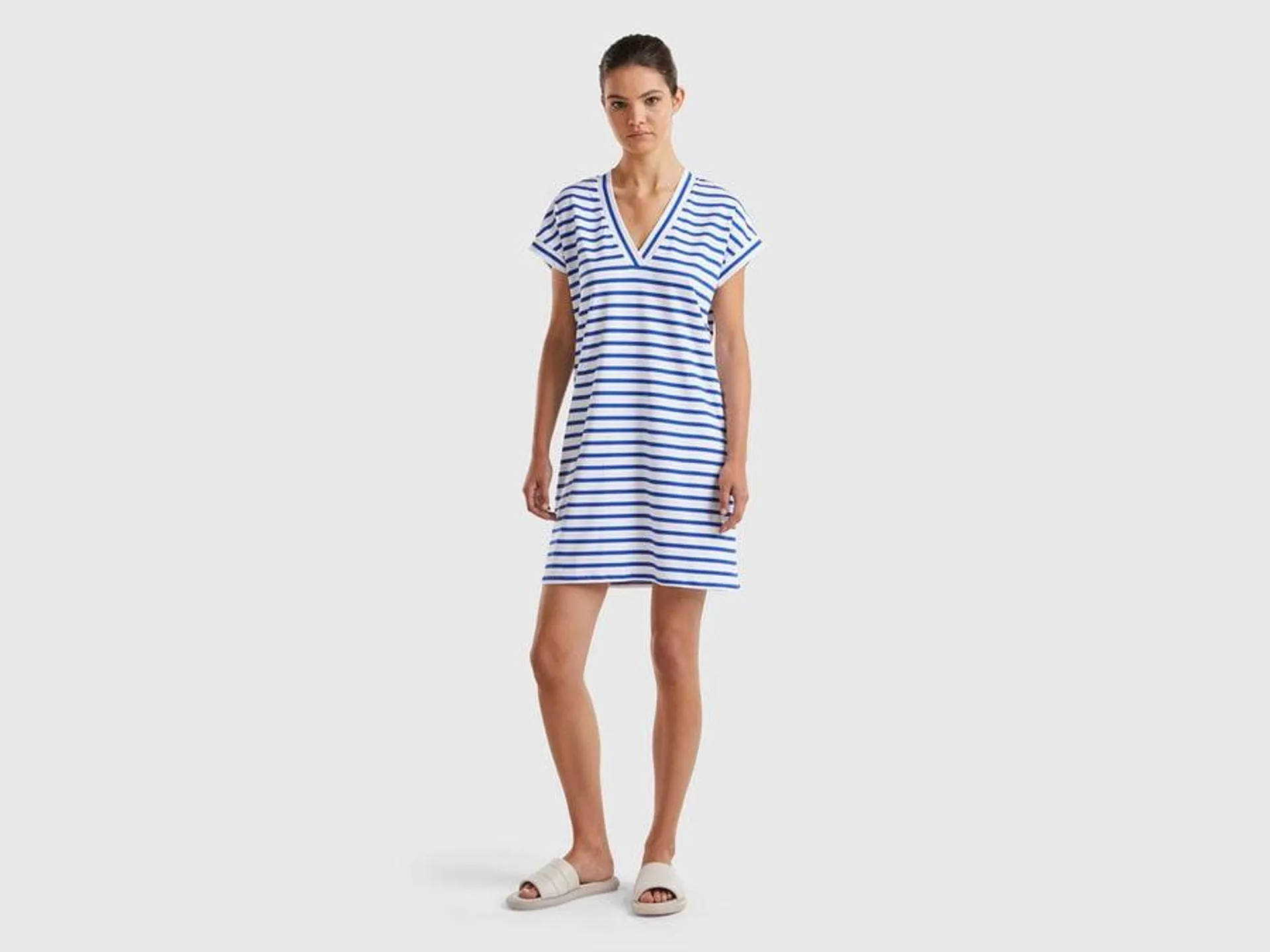 Striped dress with V-neck