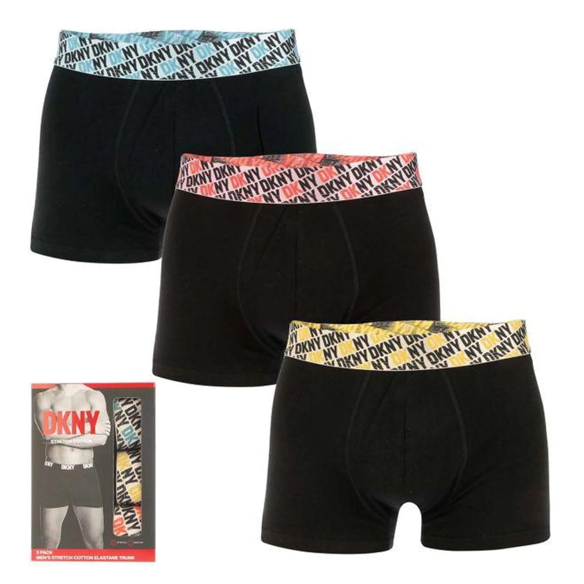 DKNY Mens Bridge 3 pack Boxer Shorts in Black