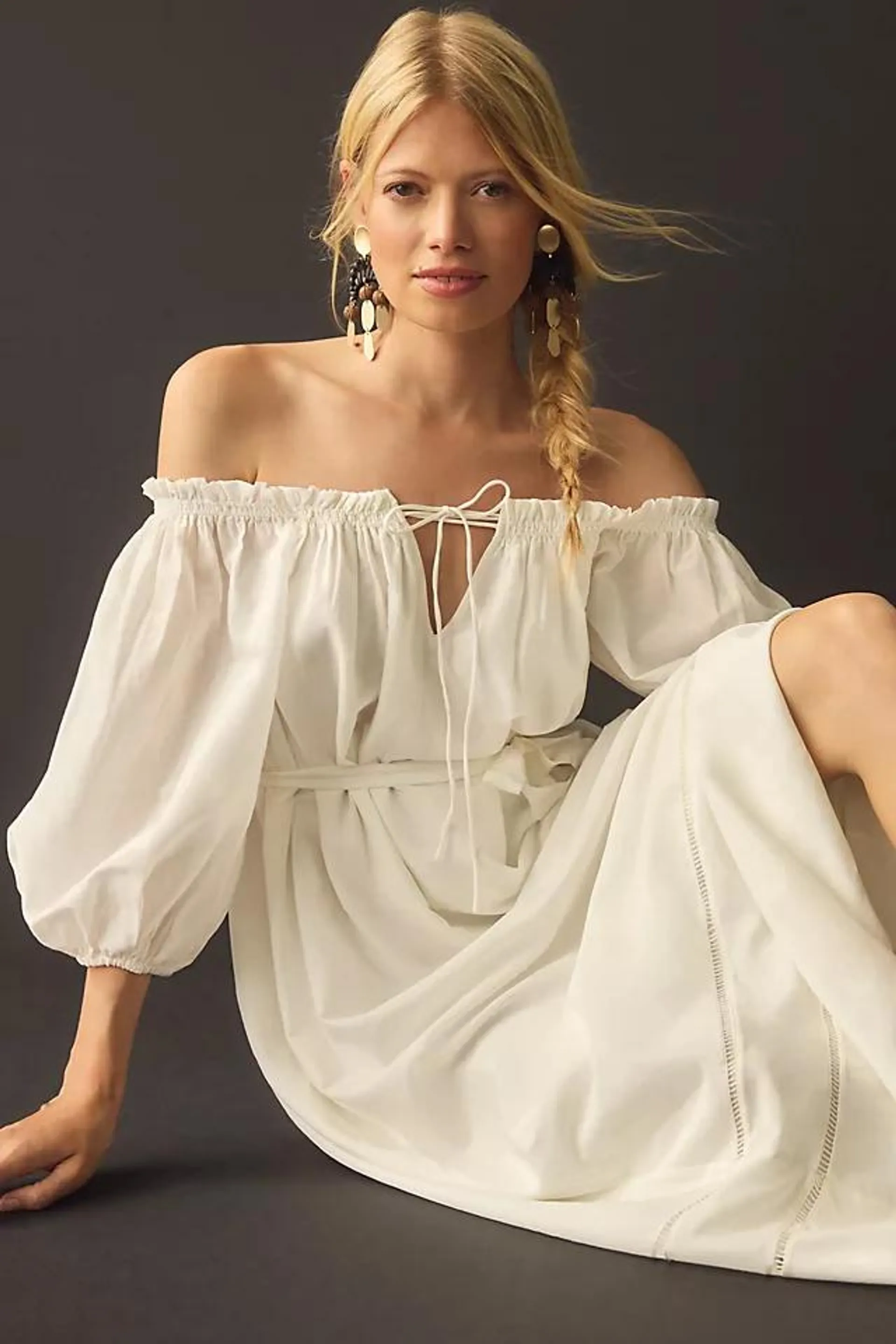 By Anthropologie Off-The-Shoulder Peasant Maxi Dress