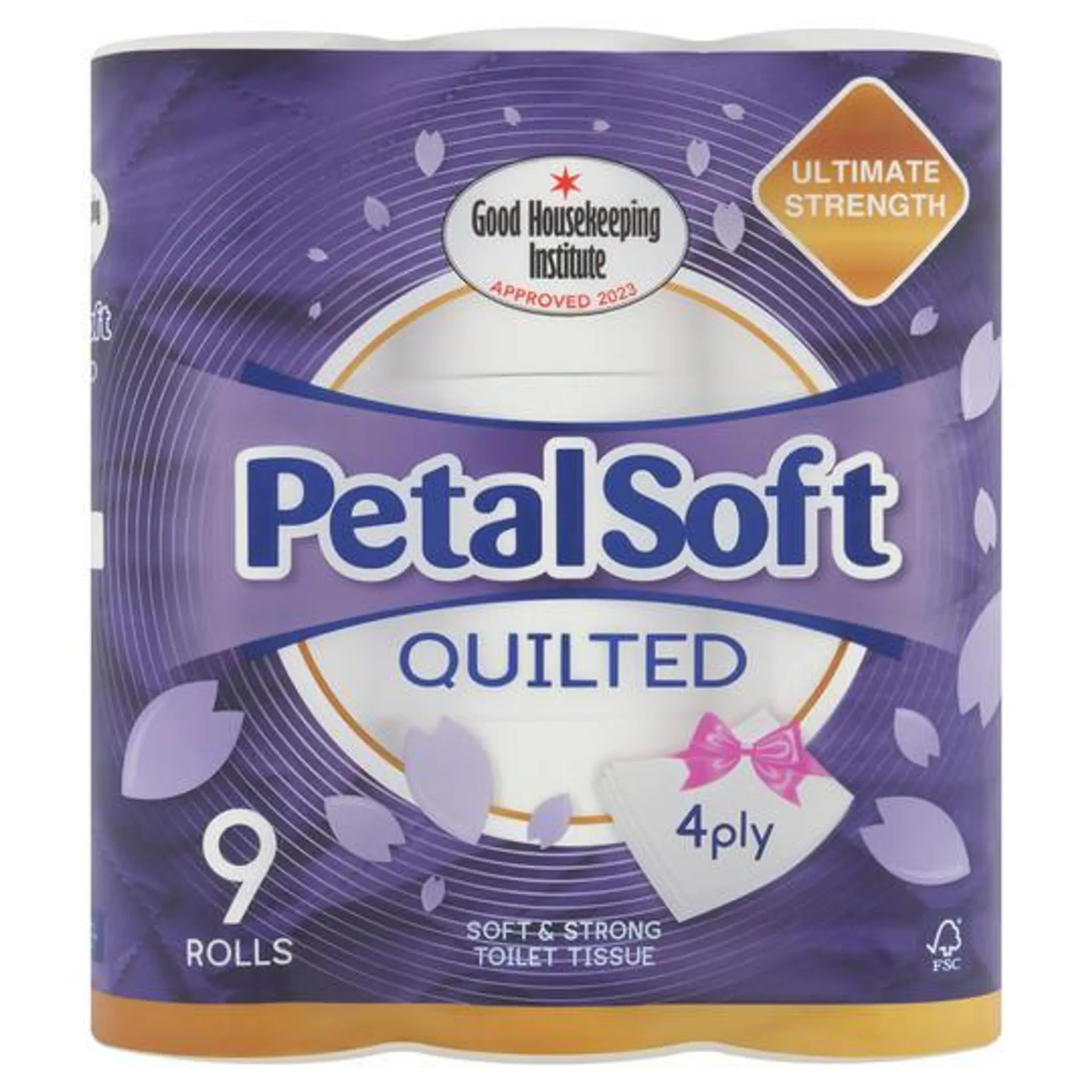 Petal Soft Quilted 4 Ply Toilet Tissue 9 Rolls
