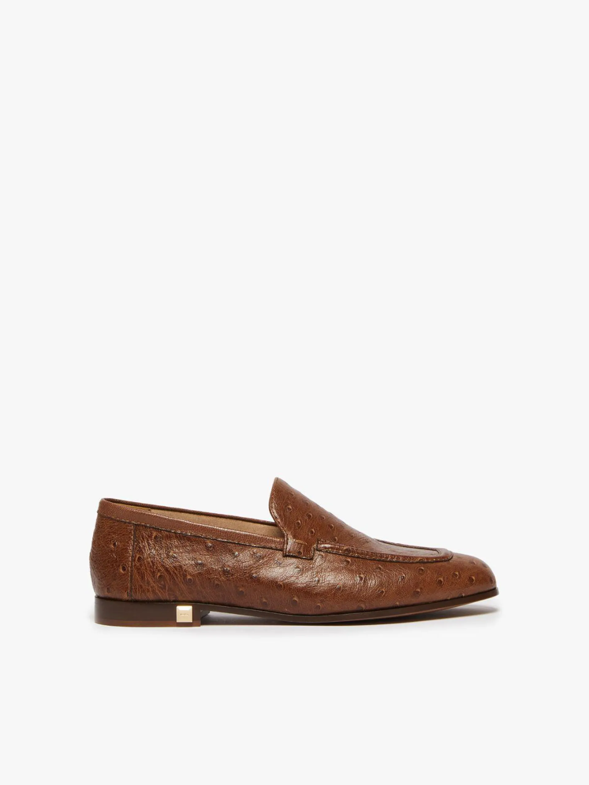 Ostrich-print leather loafers