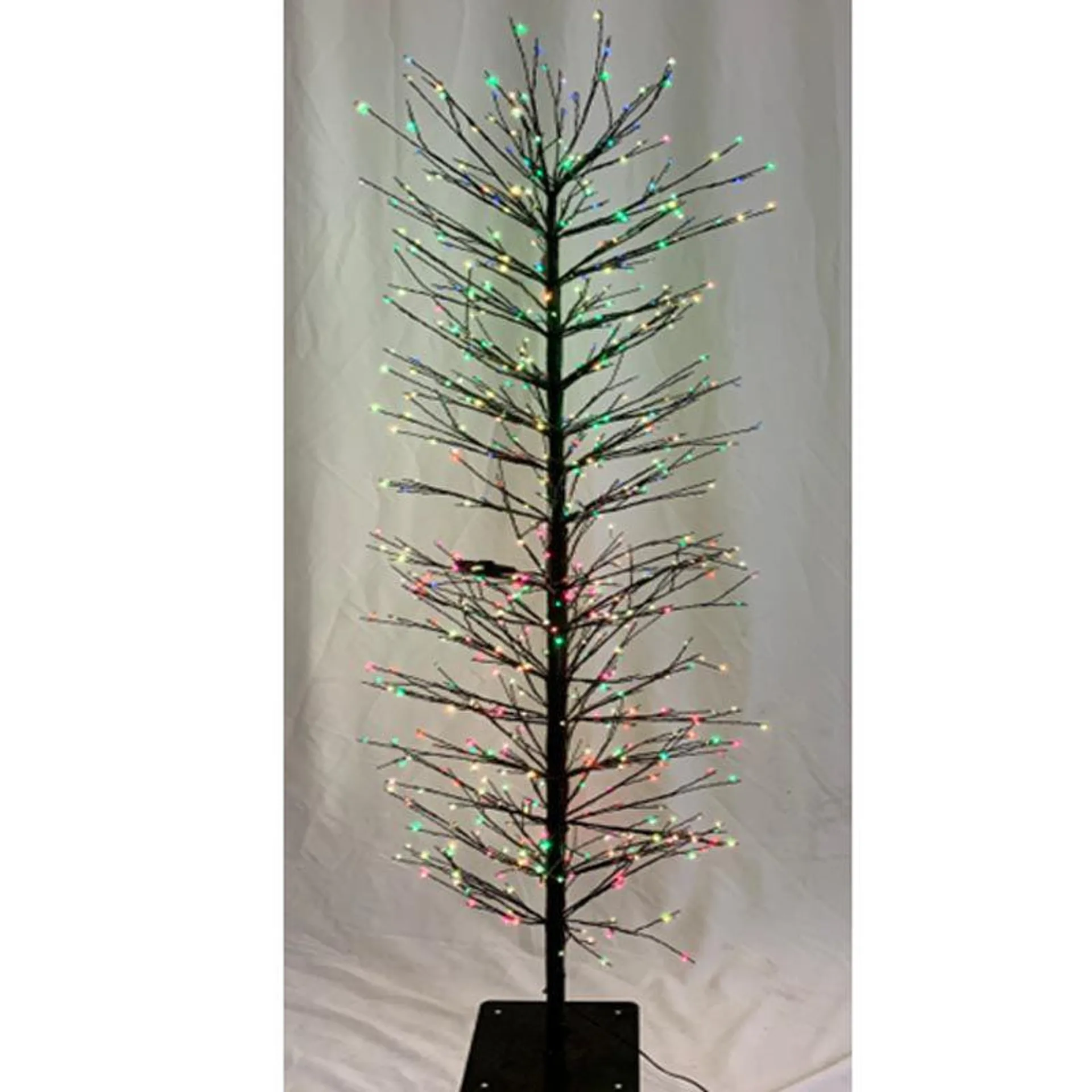 Slim Black Twig Tree with Flashing Multi Coloured LEDs