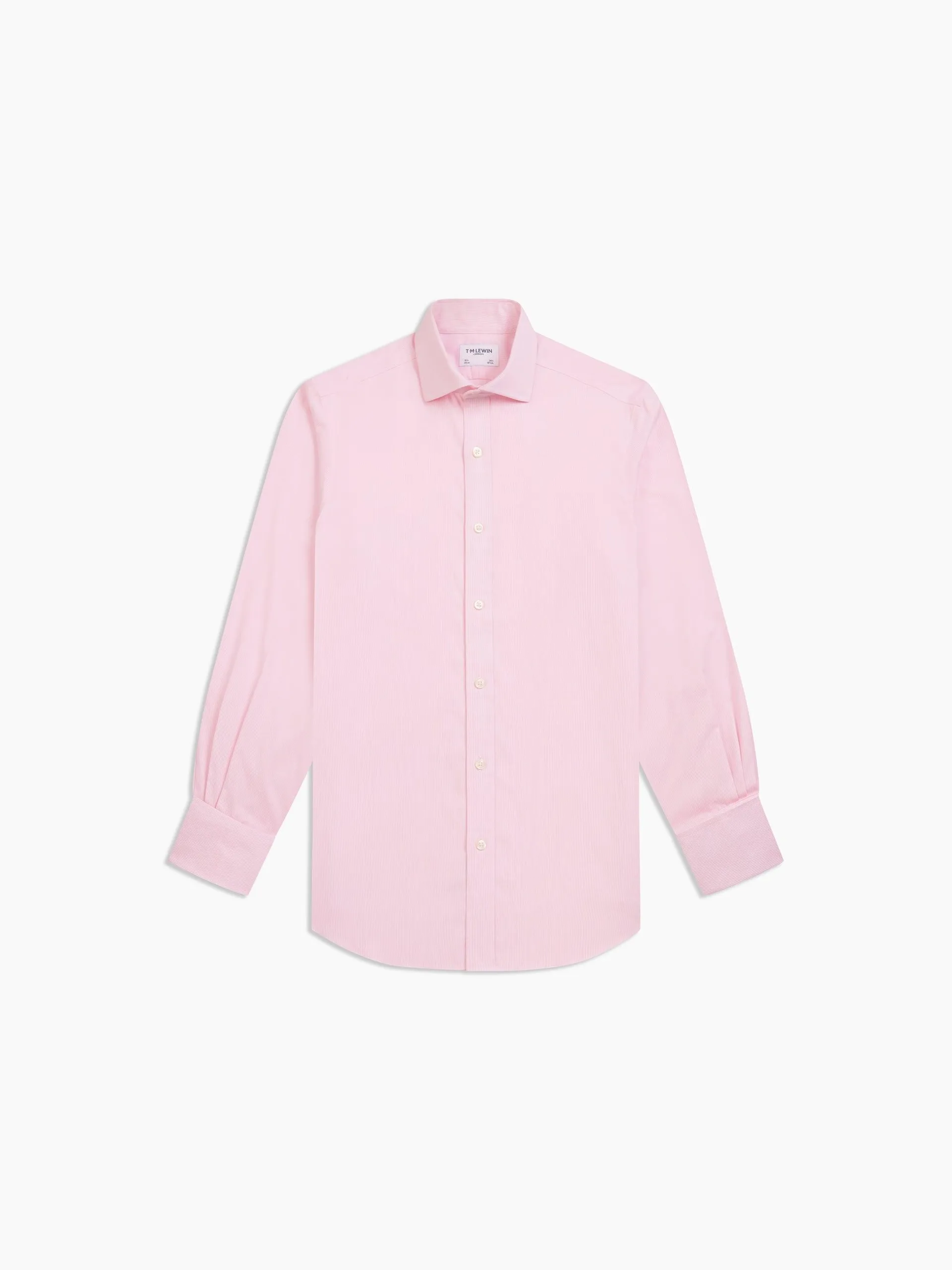 Non-Iron Pink Mini Pinstripe Plain Weave Slim Fit Dual Cuff Semi-Cutaway Collar Shirt