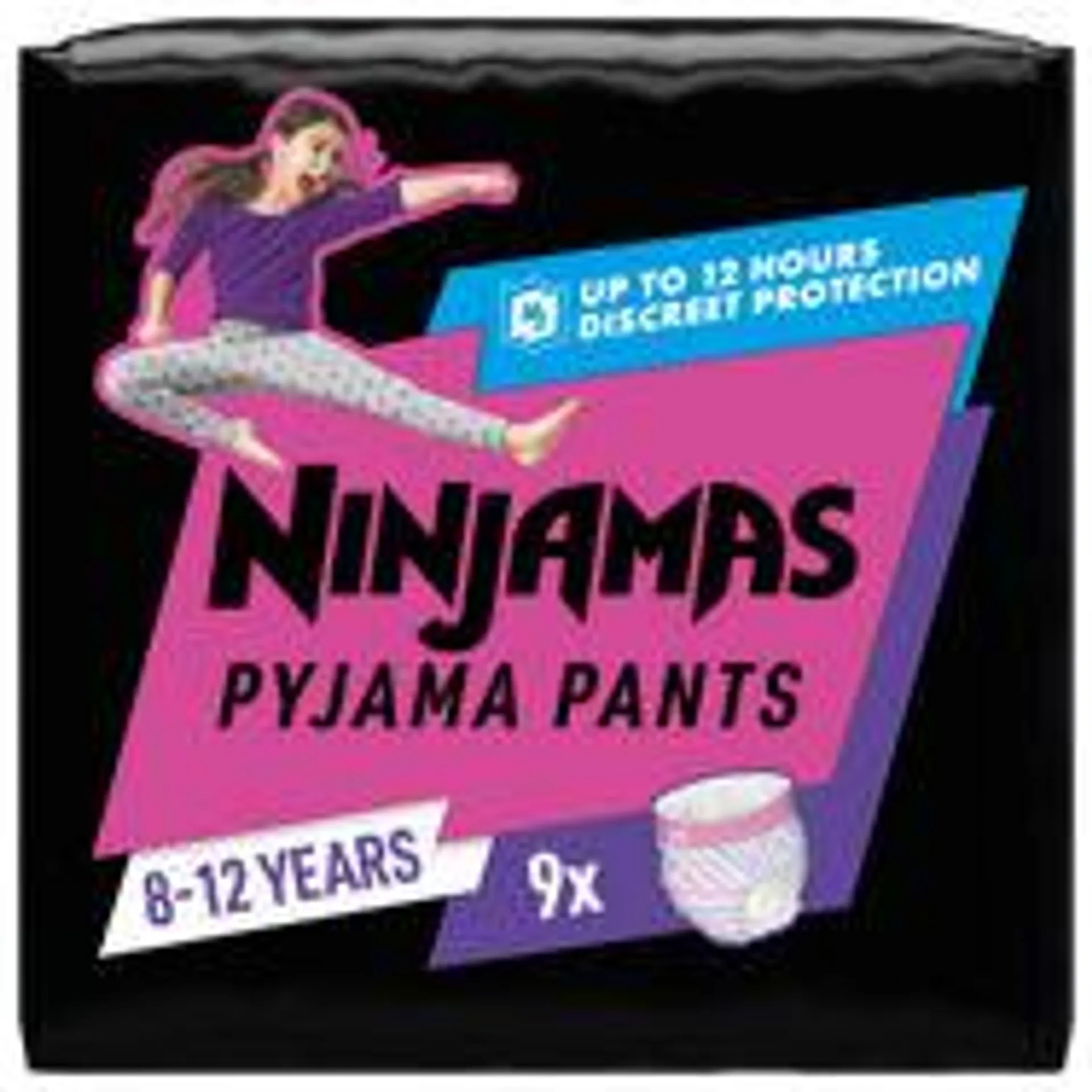 Pampers Ninjamas Pyjama Pants Girls, 9 Pyjama Pants, 8-12 Years, 27-43kg