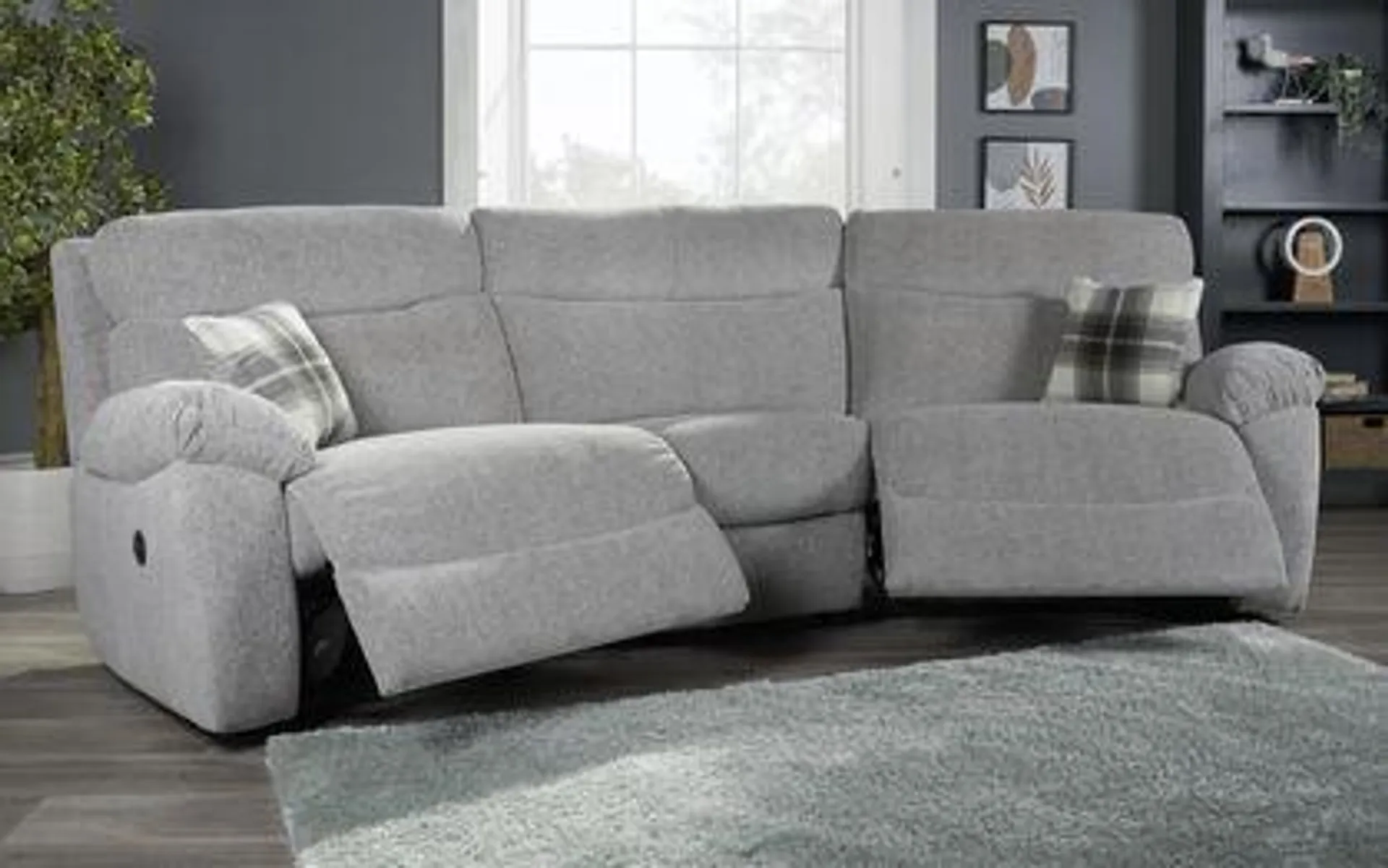 Cloud Fabric 4 Seater Curved Power Recliner Sofa