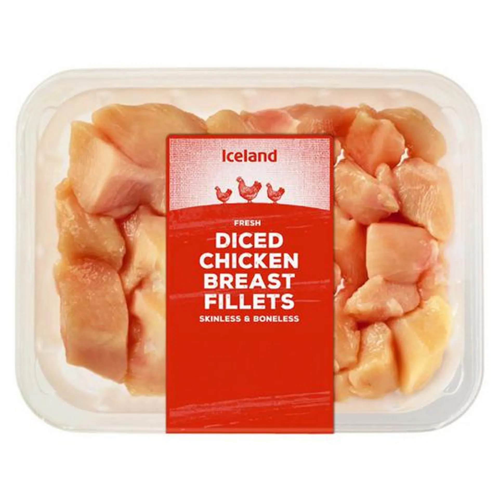 Iceland Fresh Diced Chicken Breast Fillets Skinless & Boneless 425g