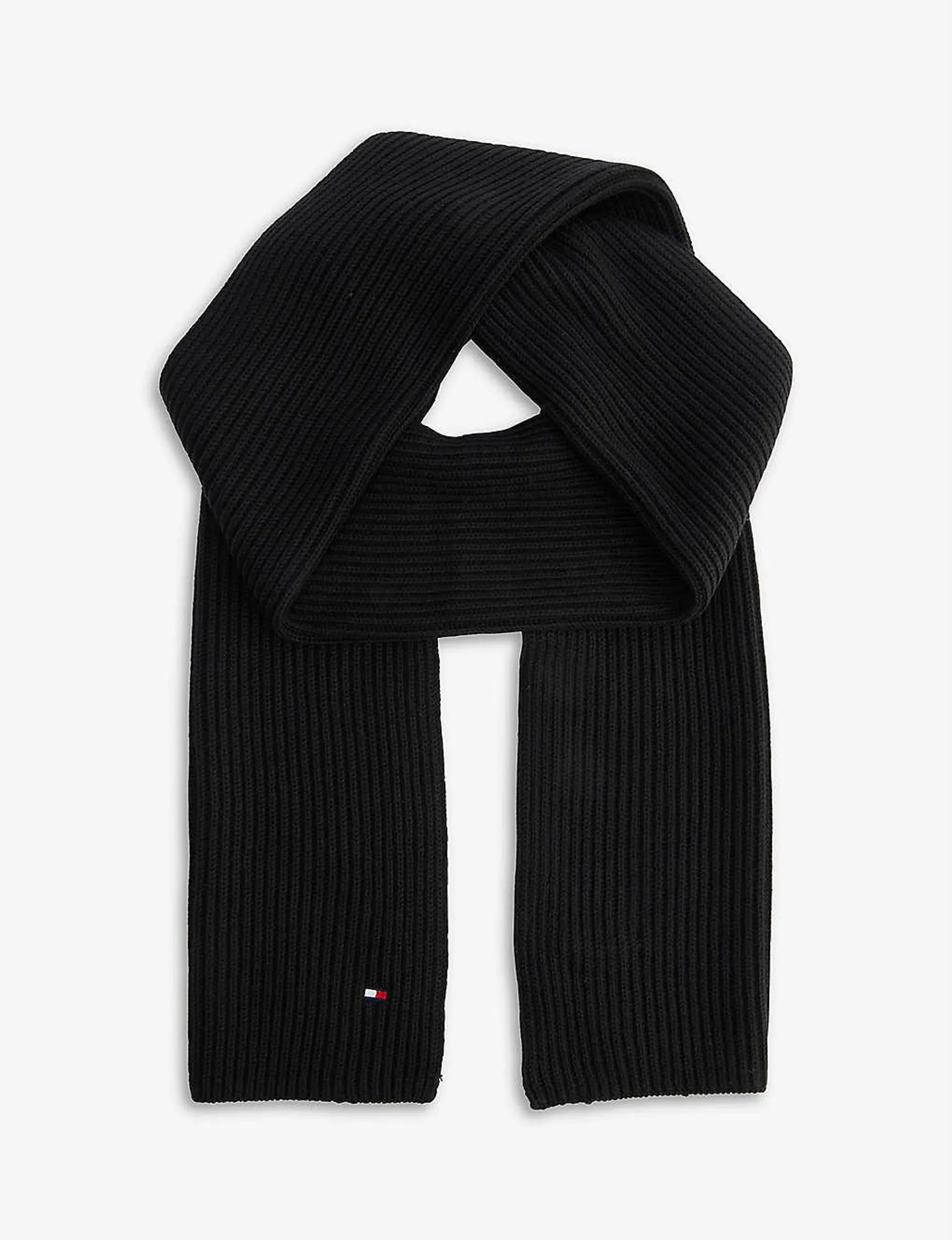 TOMMY HILFIGER Essential flag-embroidered cotton-cashmere scarf