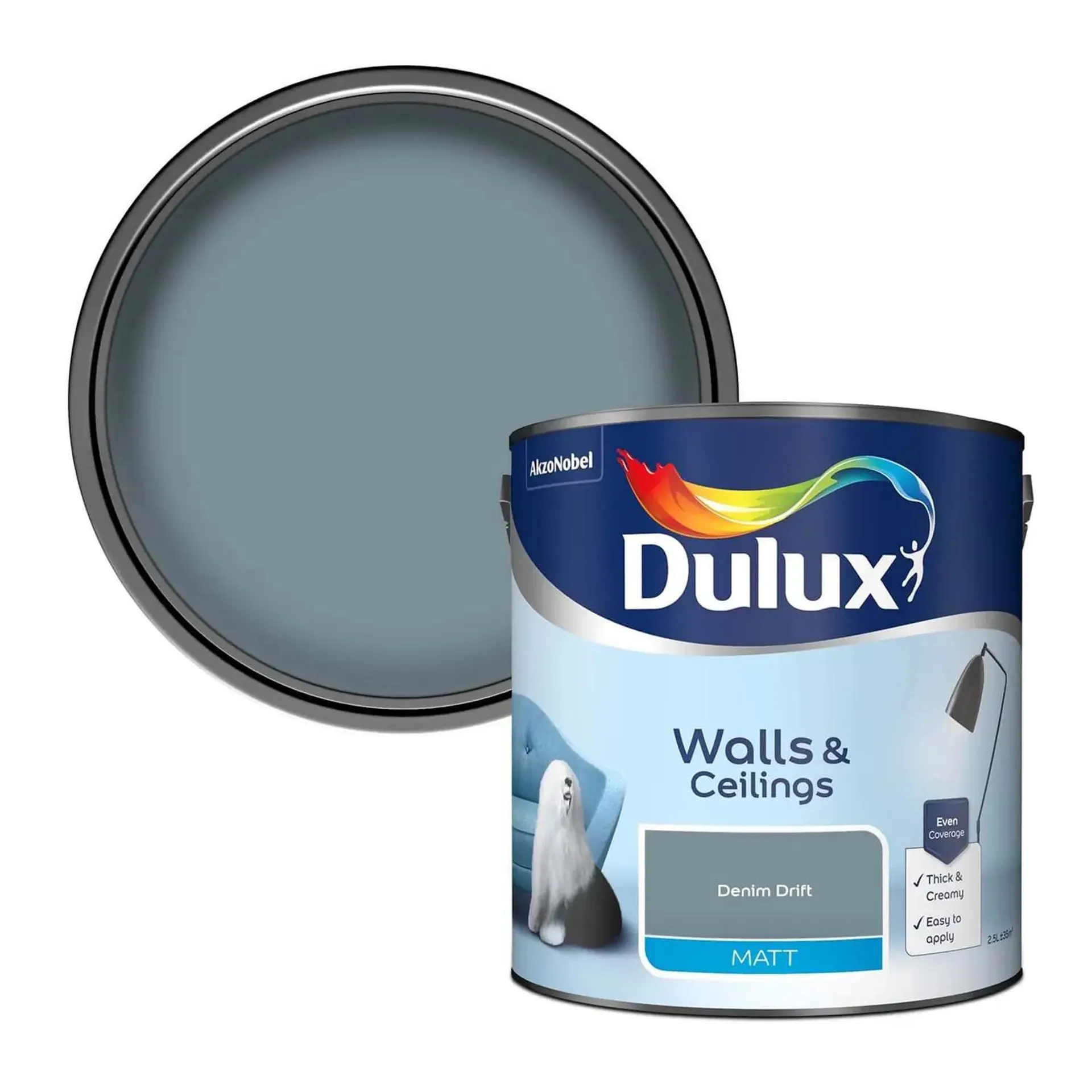 Dulux Standard Denim Drift Matt Emulsion Paint - 2.5L