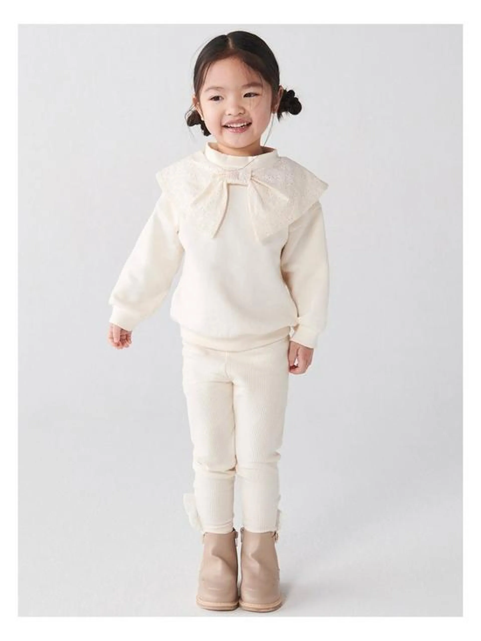 River Island Mini Mini Girls Bow Sweatshirt Set - Cream