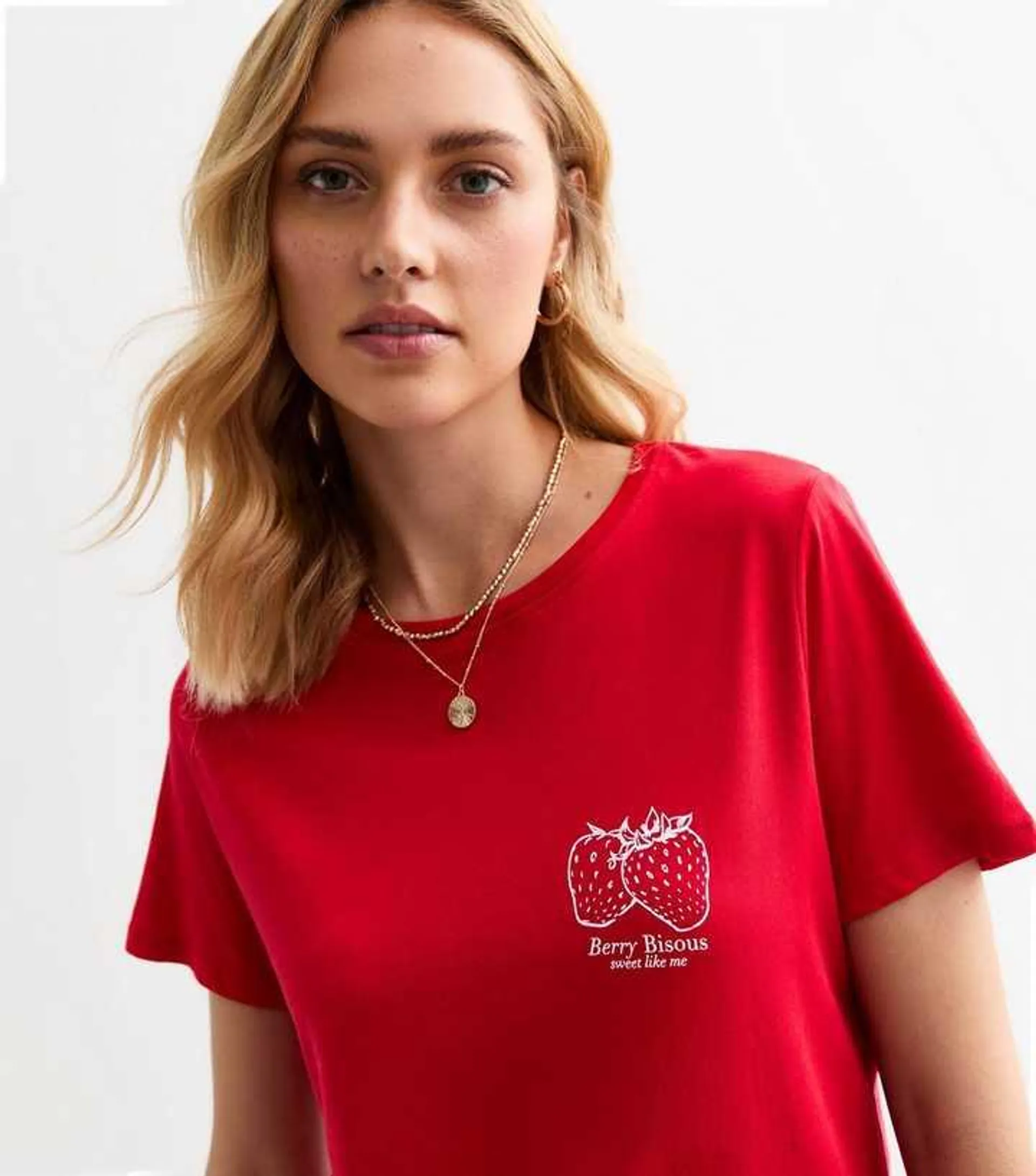 Red Strawberry Slogan T-Shirt