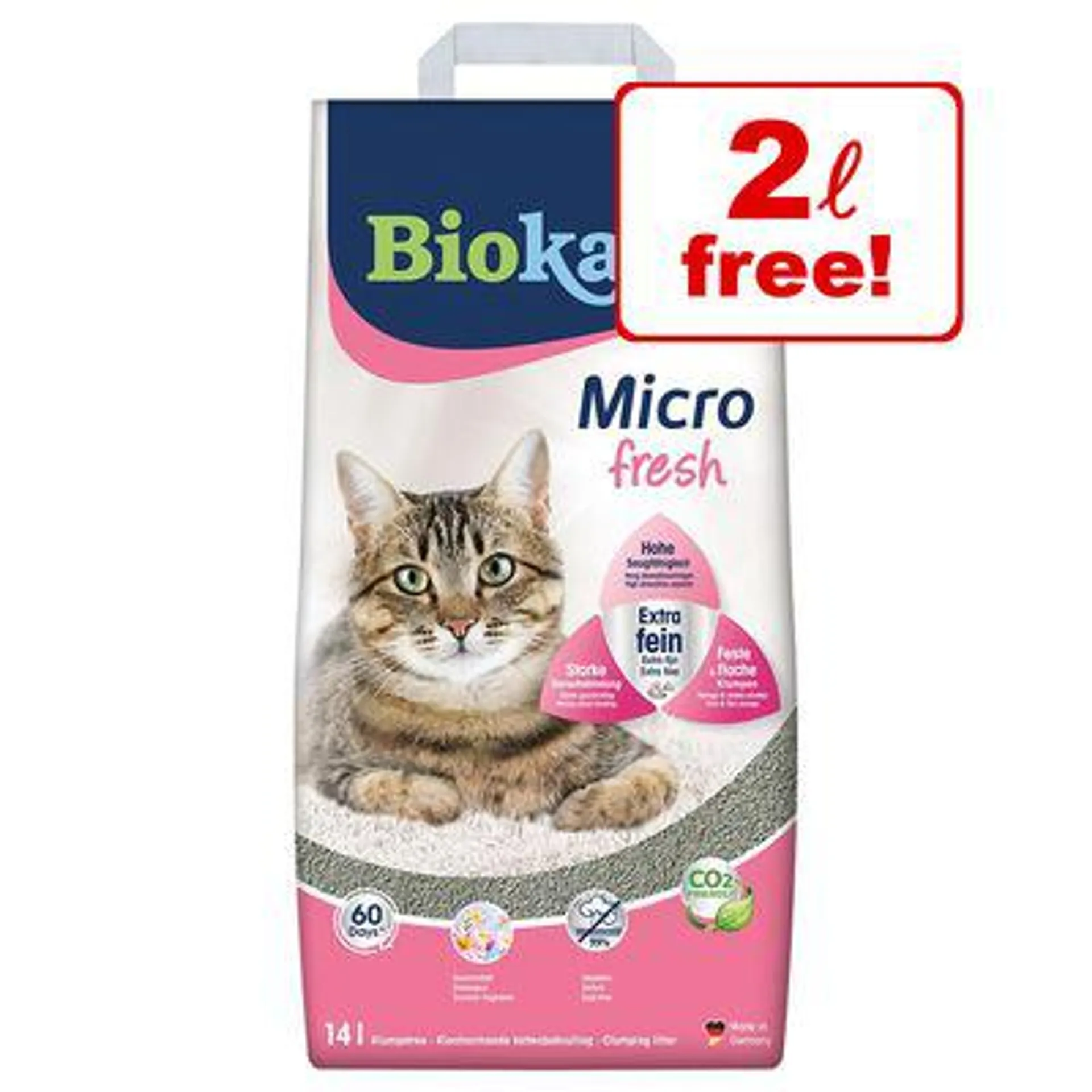 14l Biokat's Micro Clumping Cat Litter - 12 + 2l Free!*