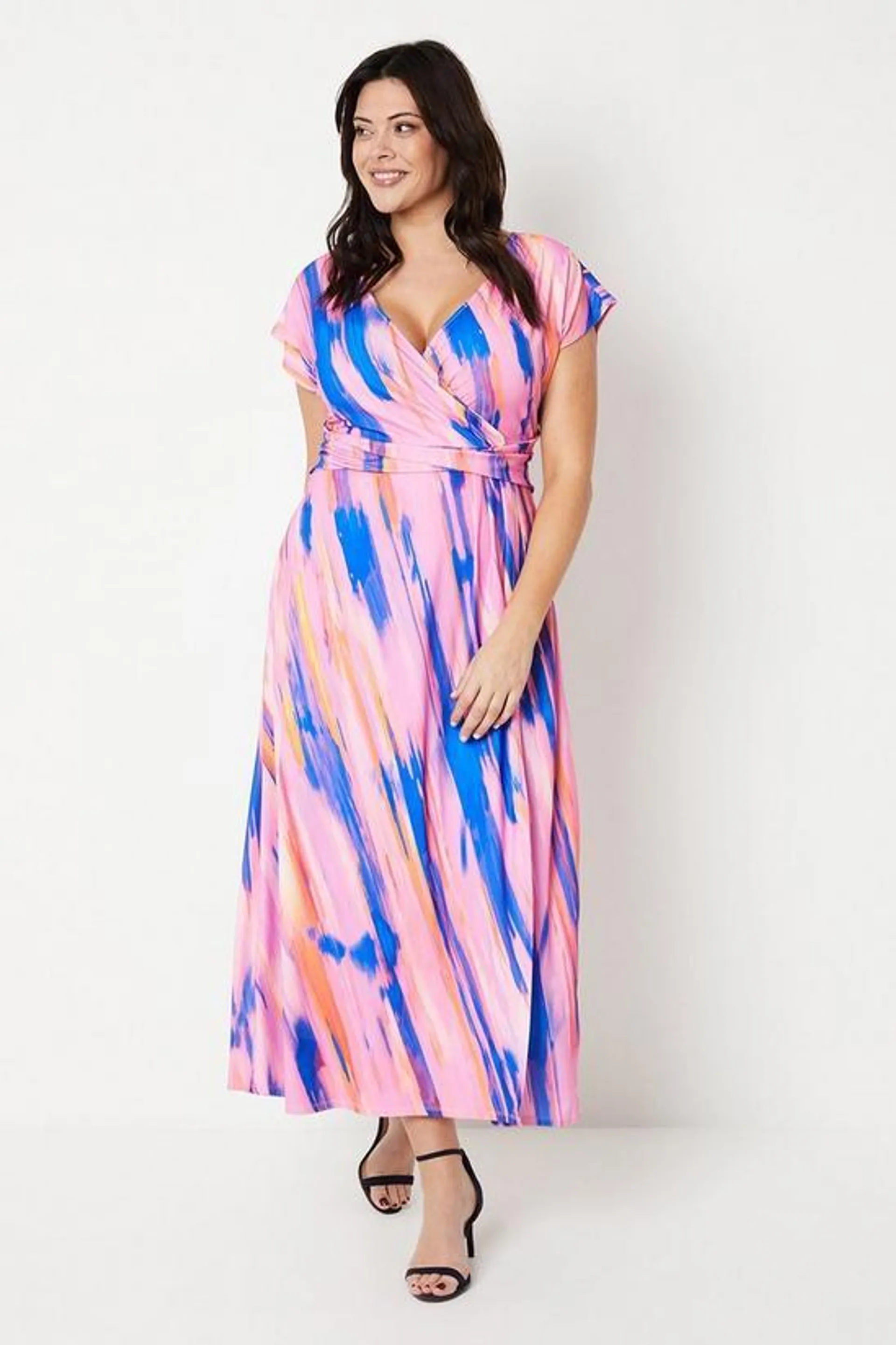 Curve Occasion Premium Jersey Printed Maxi Dress