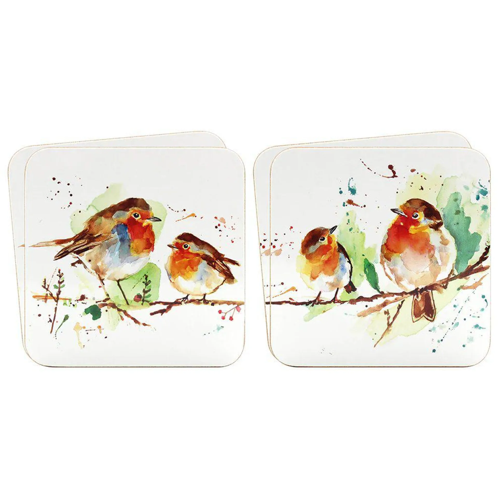 The Leonardo Collection Set of 4 Winter Robin Coasters