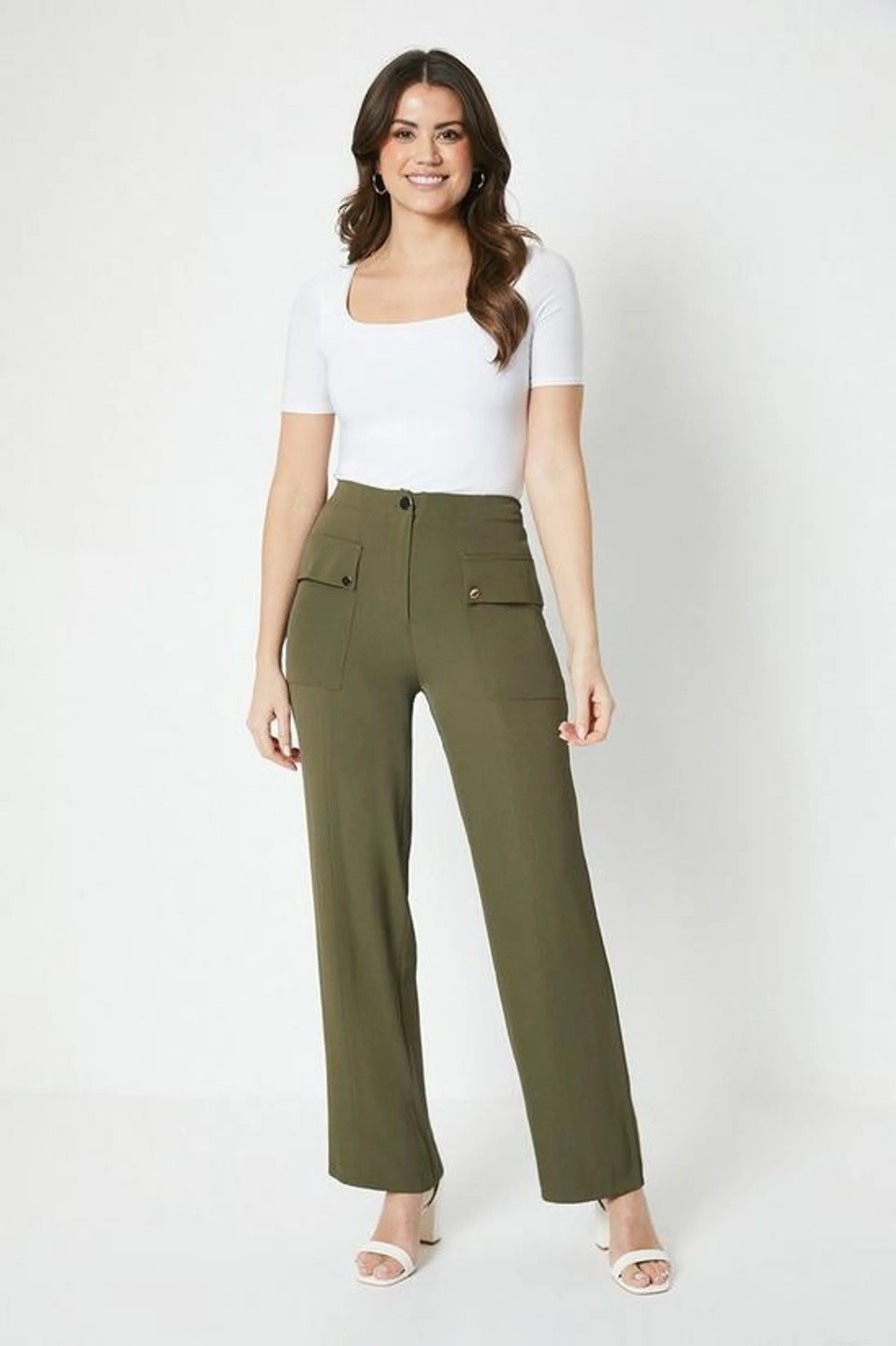 Premium Pocket Detail Utility Wide Leg Trouser