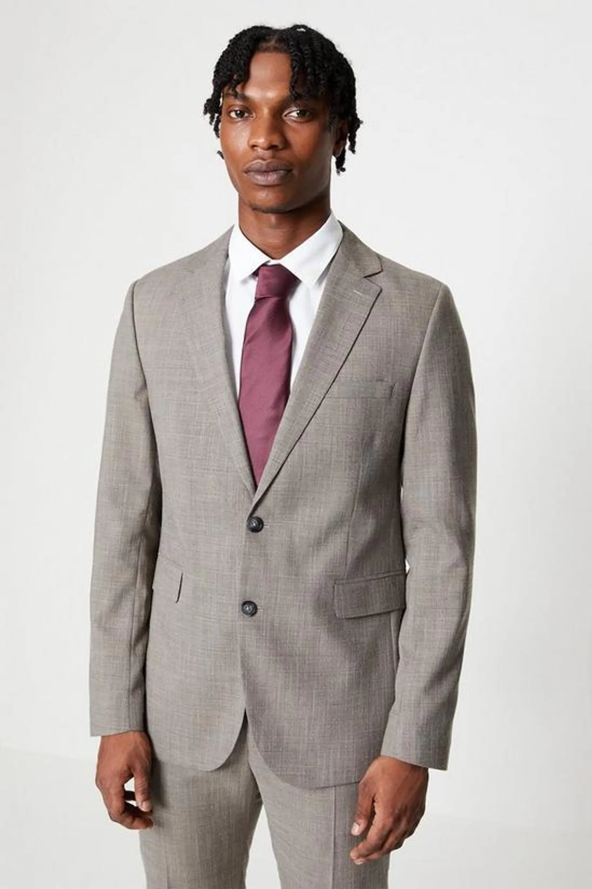 Khaki Slub Suit Jacket