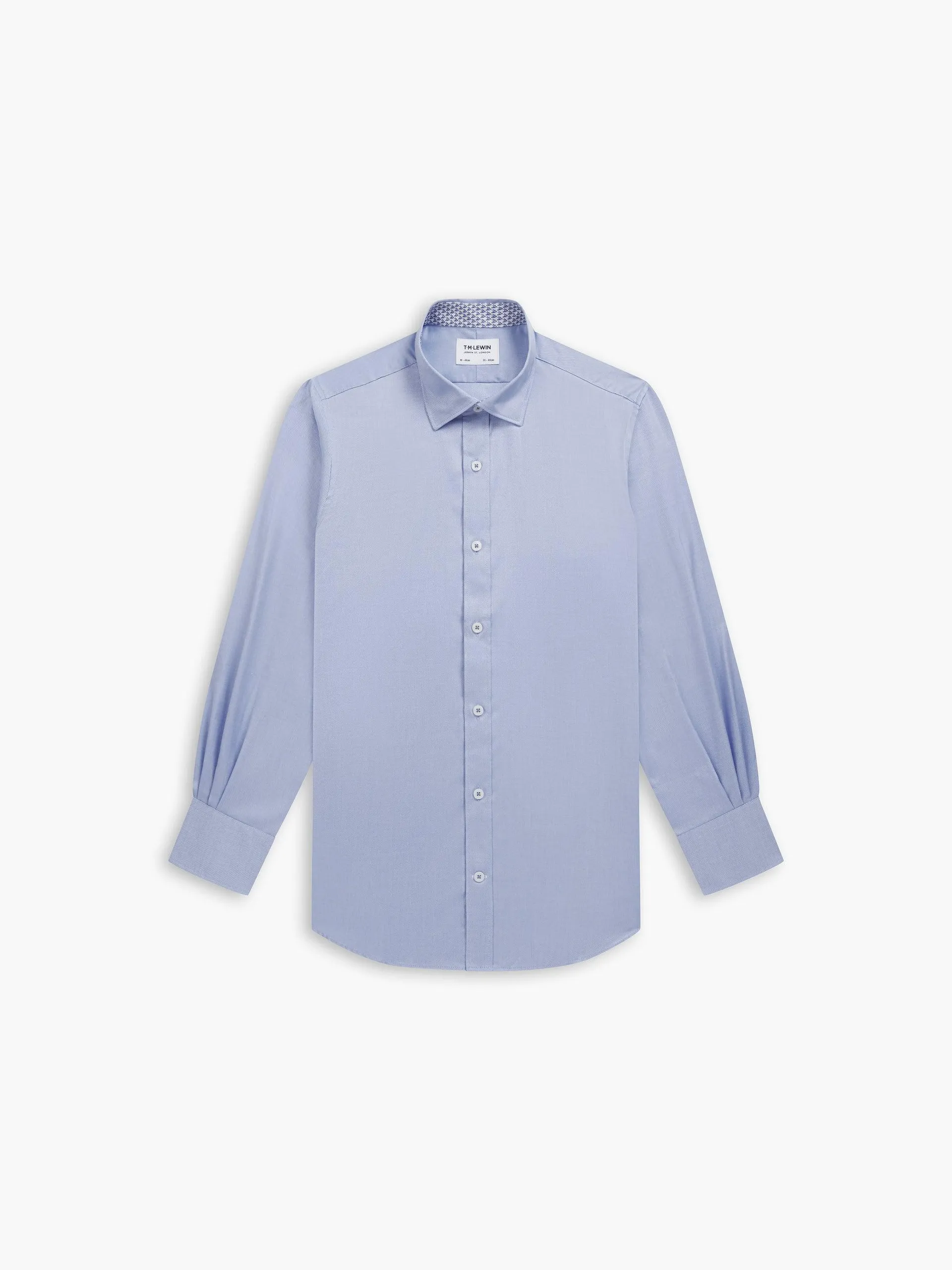 Max Cool Blue Hummingbird Trim Twill Slim Fit Single Cuff Concealed Button Down Collar Shirt