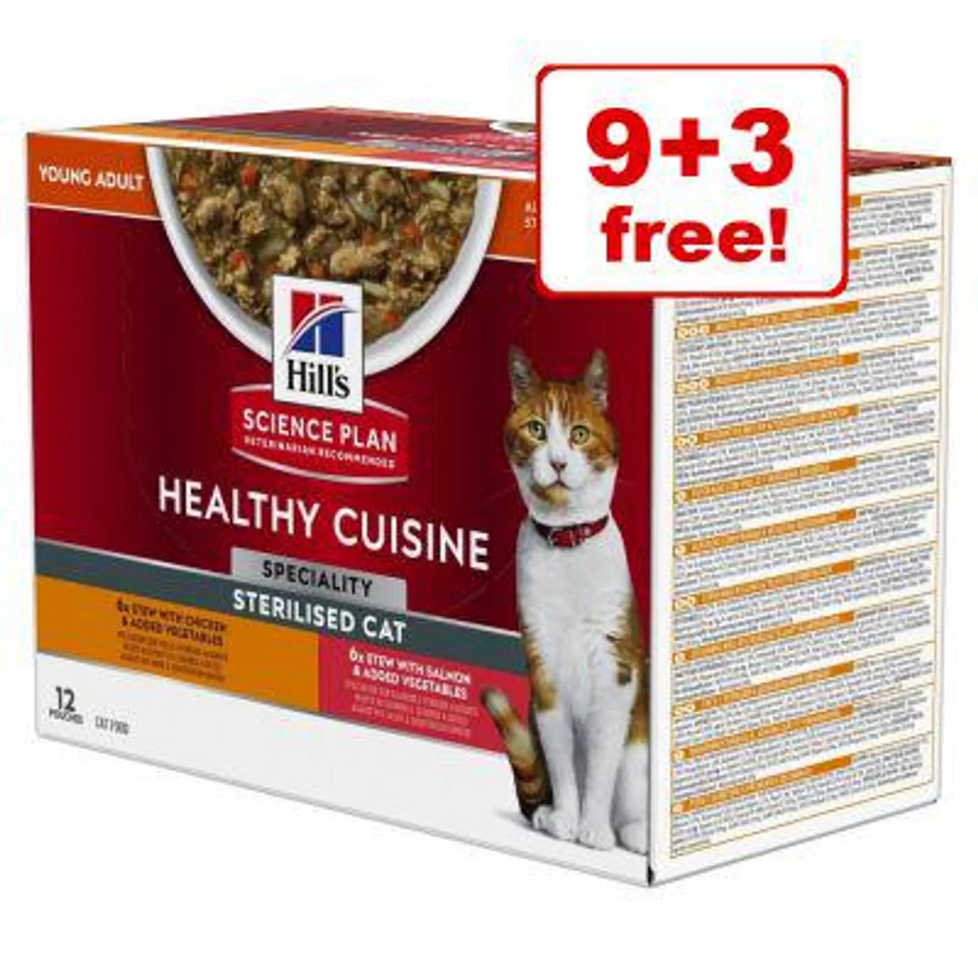 12 x 80g Hill's Science Plan Adult Sterilised Healthy Cuisine - 9 + 3 Free!*