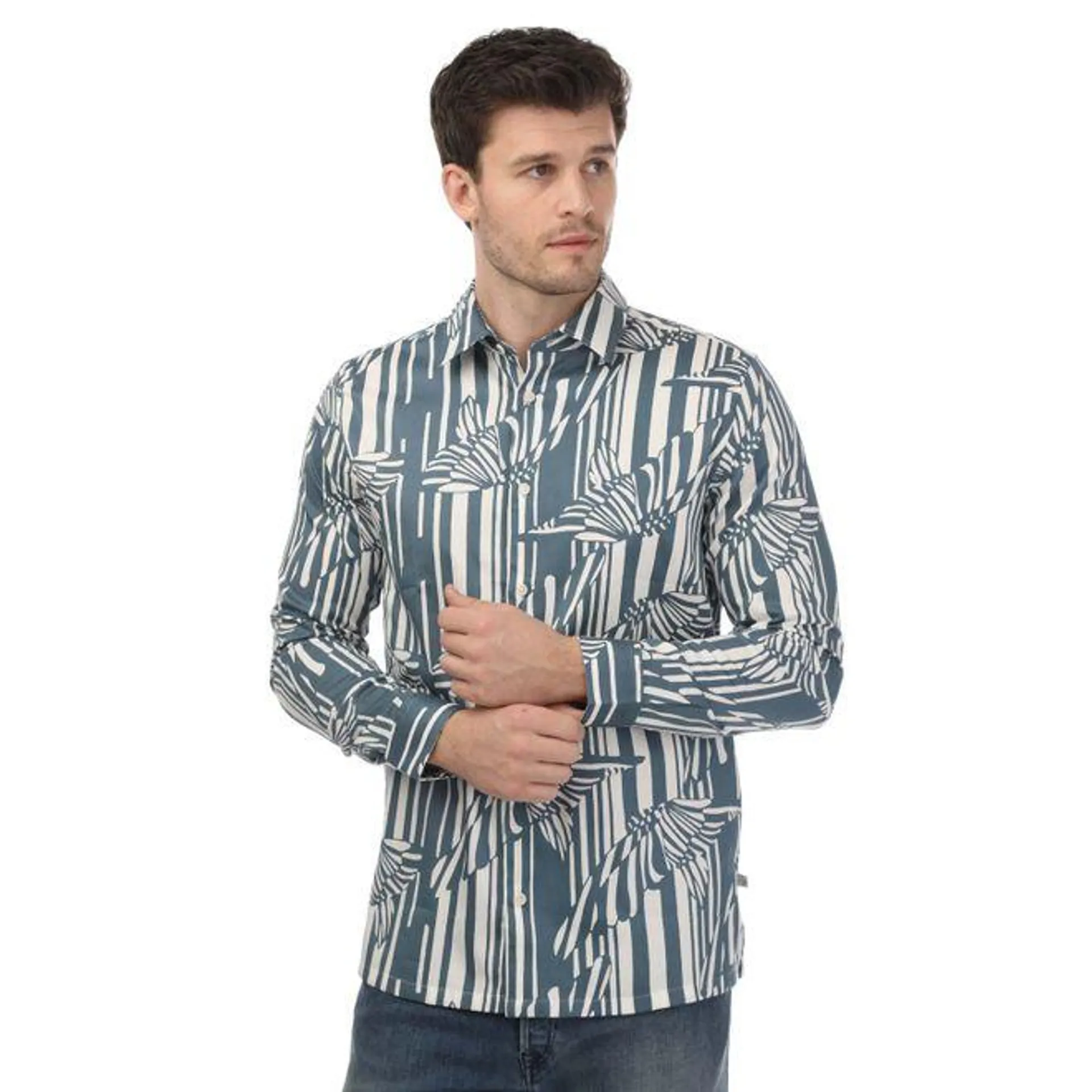 Ted Baker Chorley Butterfly Stripe Print Shirt in Blue