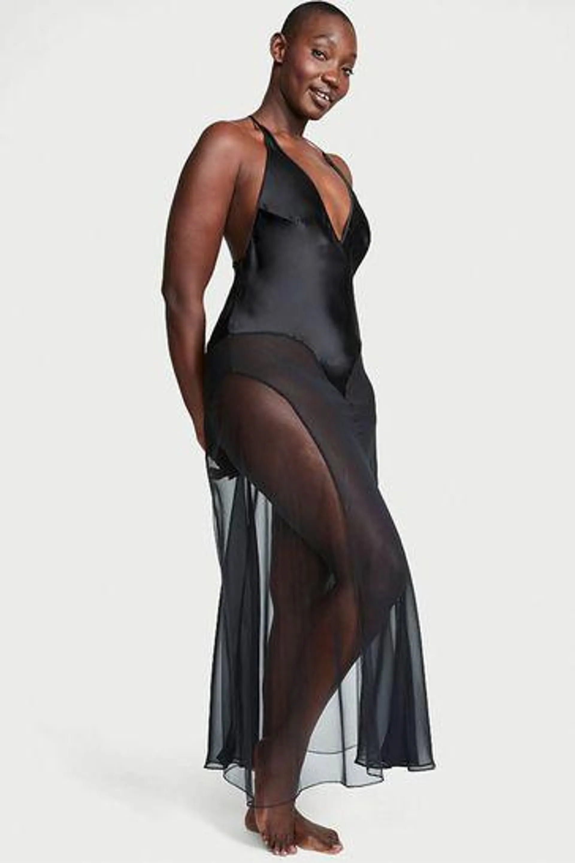 Archive Sheer Plunge Slip Dress