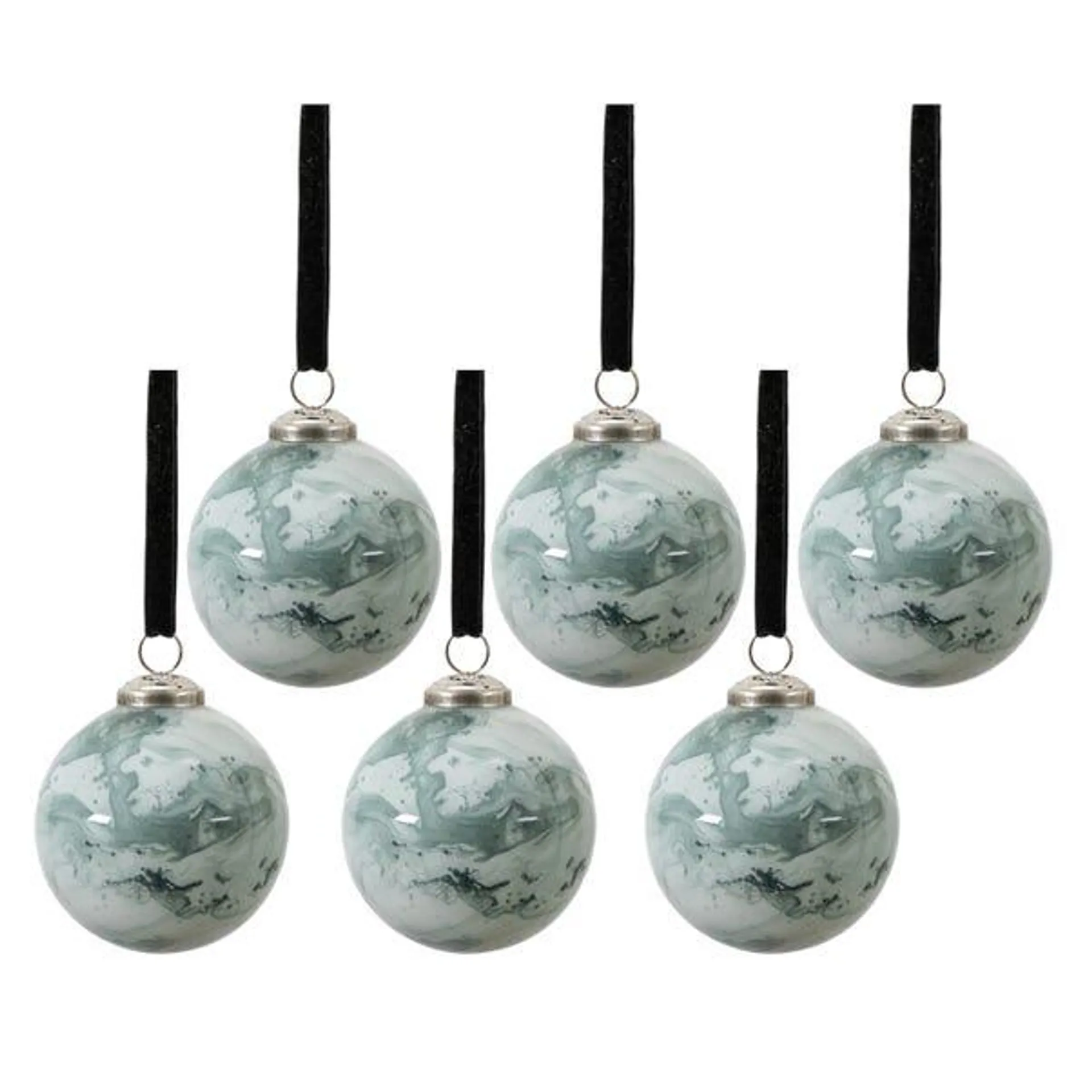 Set of 6 Sleek Marbled Baubles