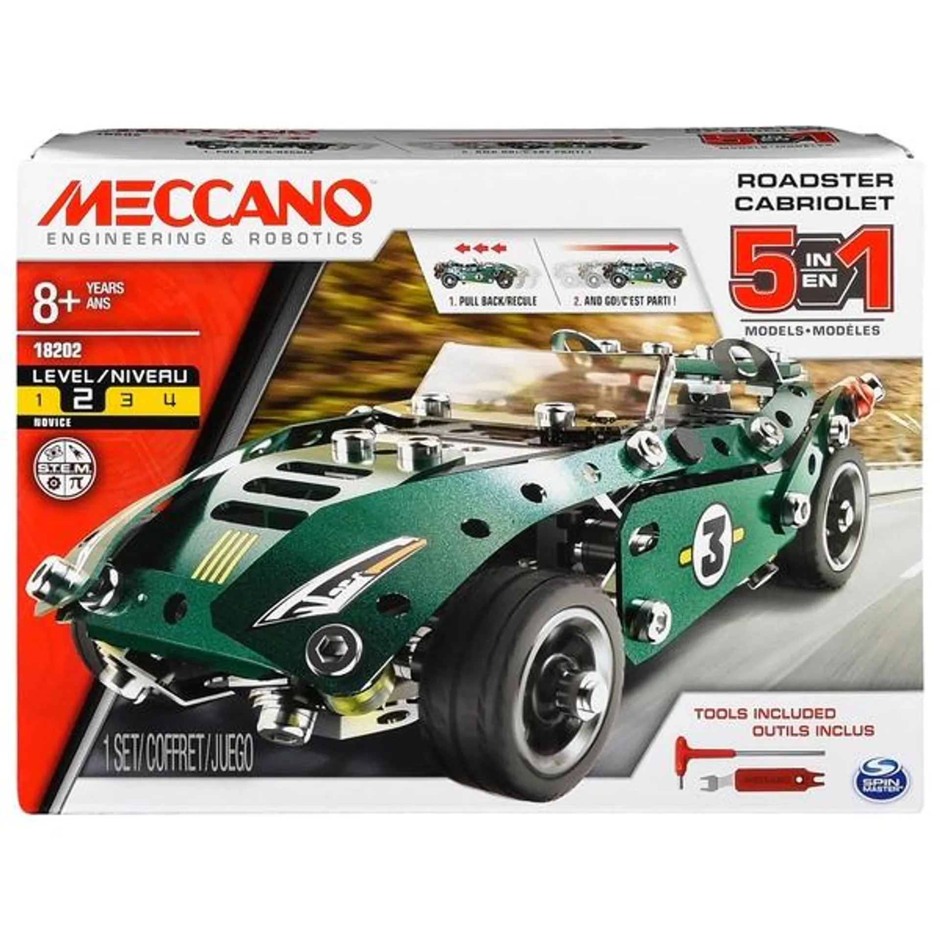 Meccano 5 in 1 Roadster Cabriolet Model Set
