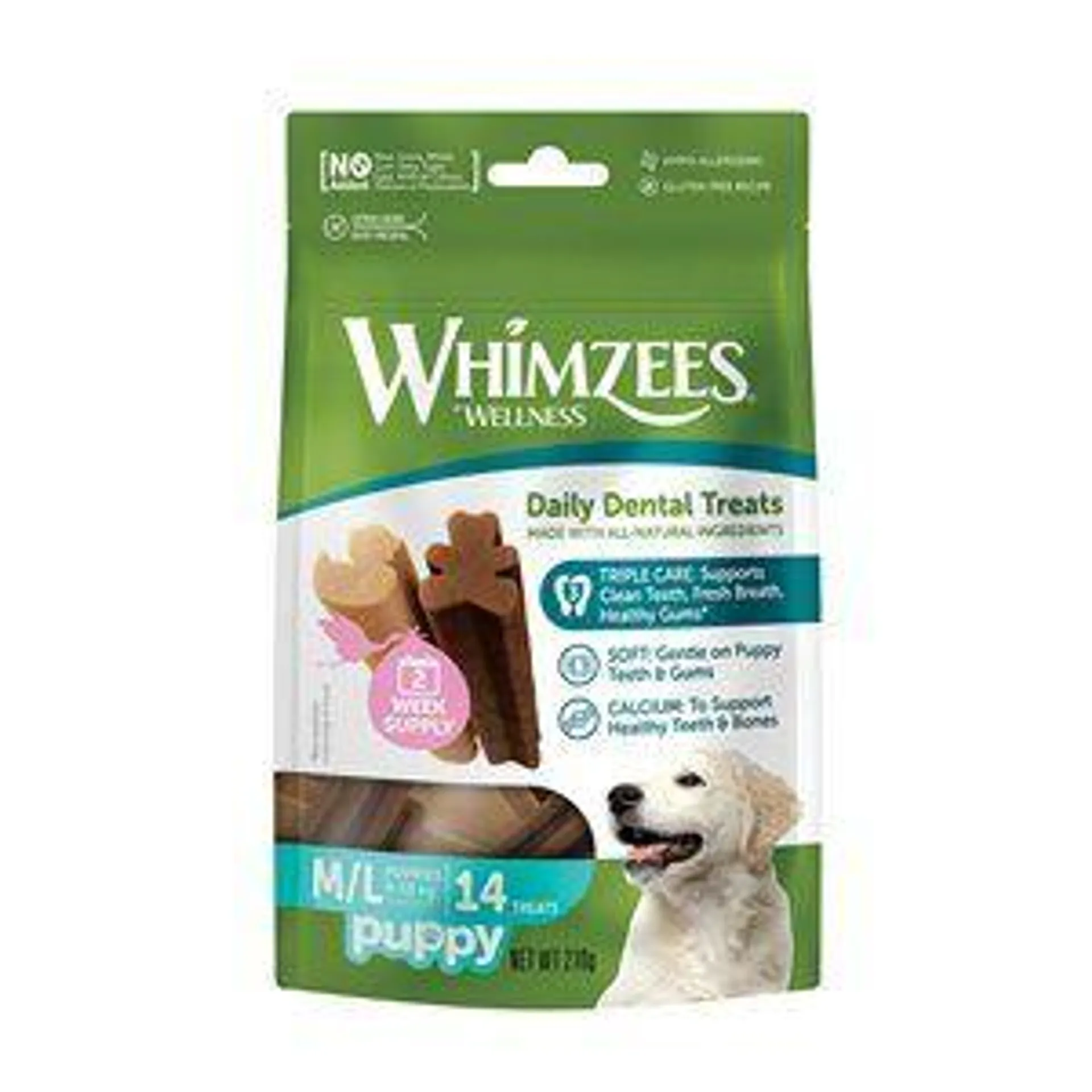 Whimzees All Natural Daily Dental Puppy Treats - M/L