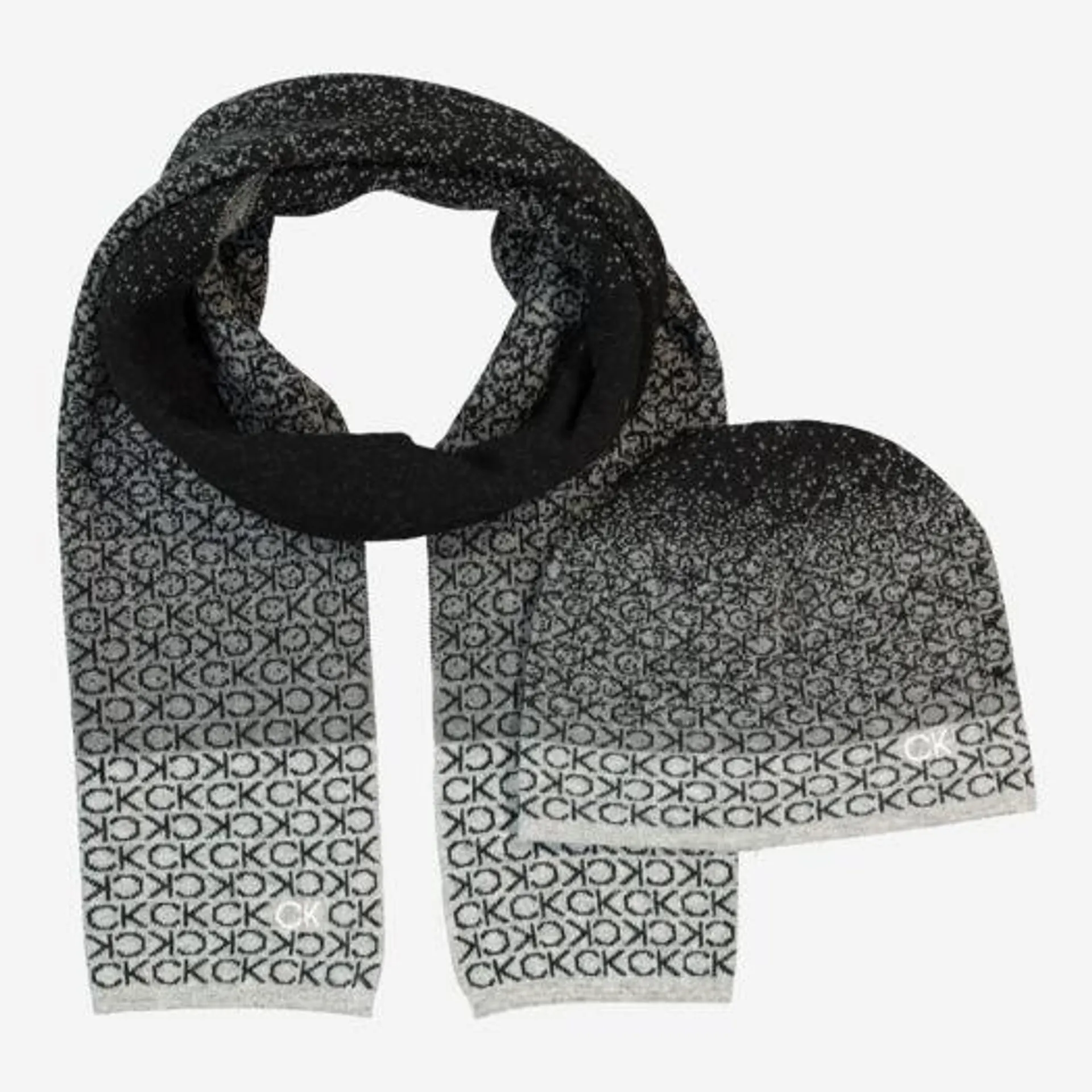 Black & Grey Woollen Beanie & Scarf Set