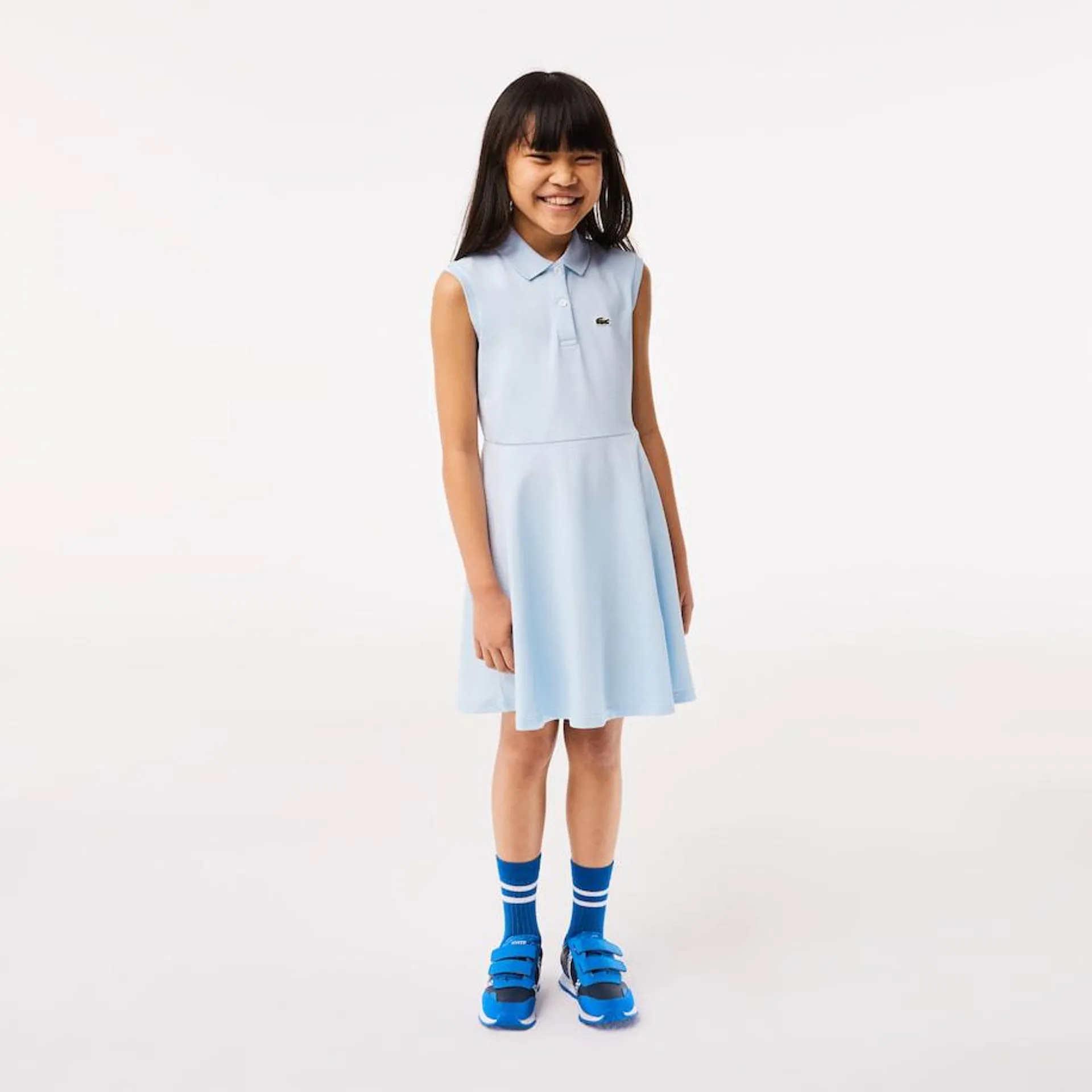 Girls’ Lacoste Fit and Flare Stretch Piqué Polo Dress