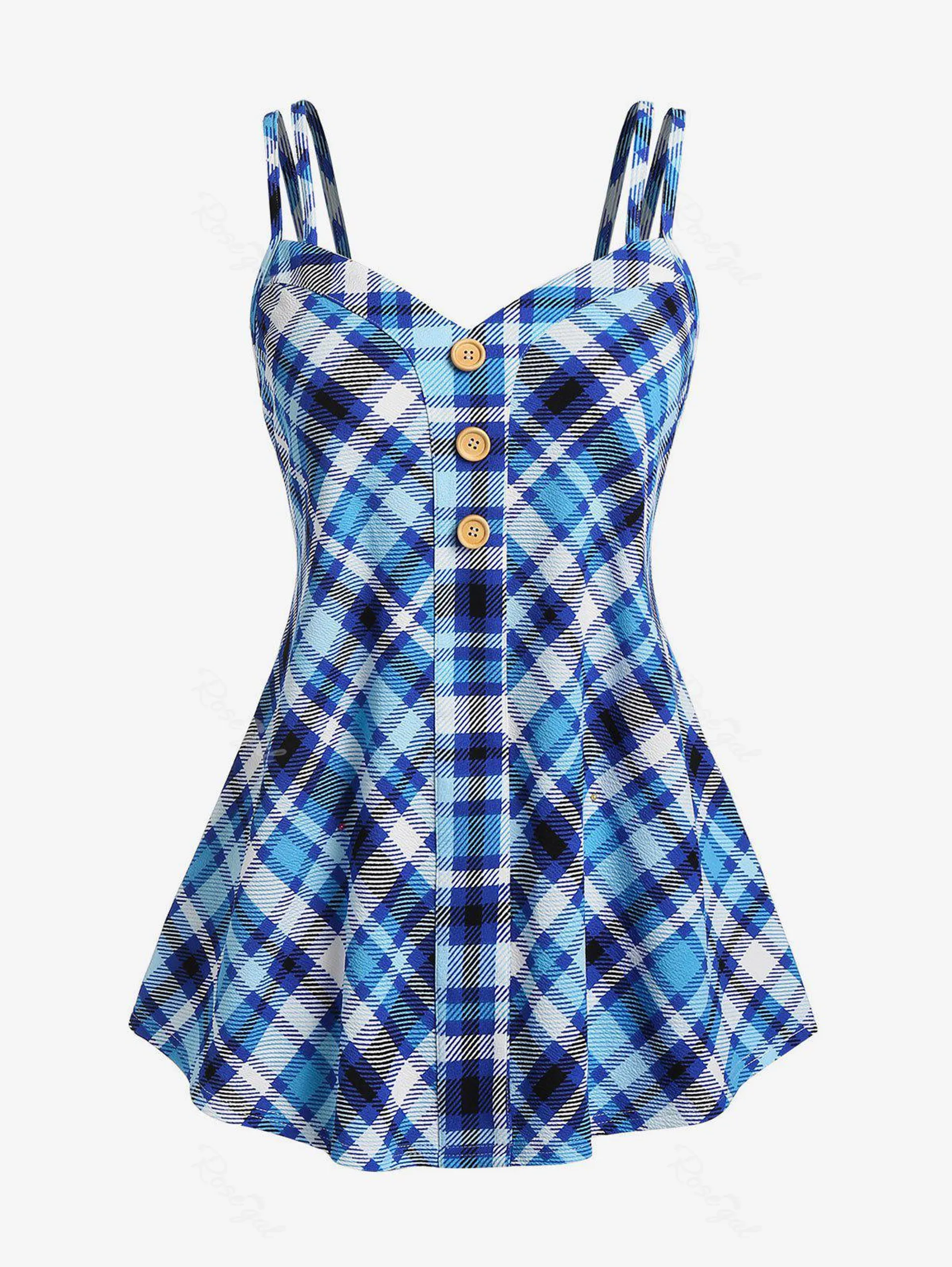 Plus Size & Curve Plaid Dual Strap Tank Top - 3x | Us 22-24