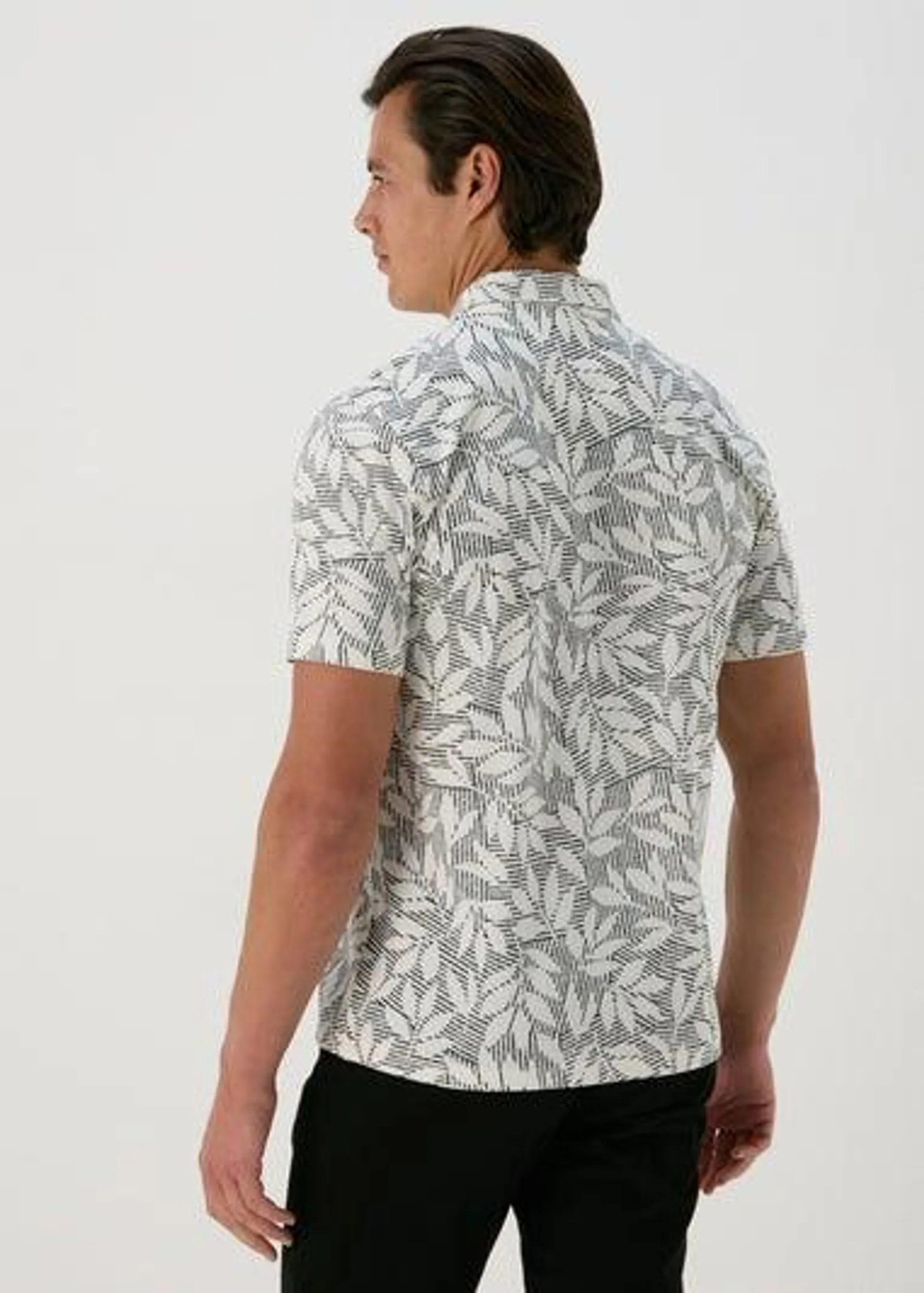 Ecru Leaf Polo Shirt