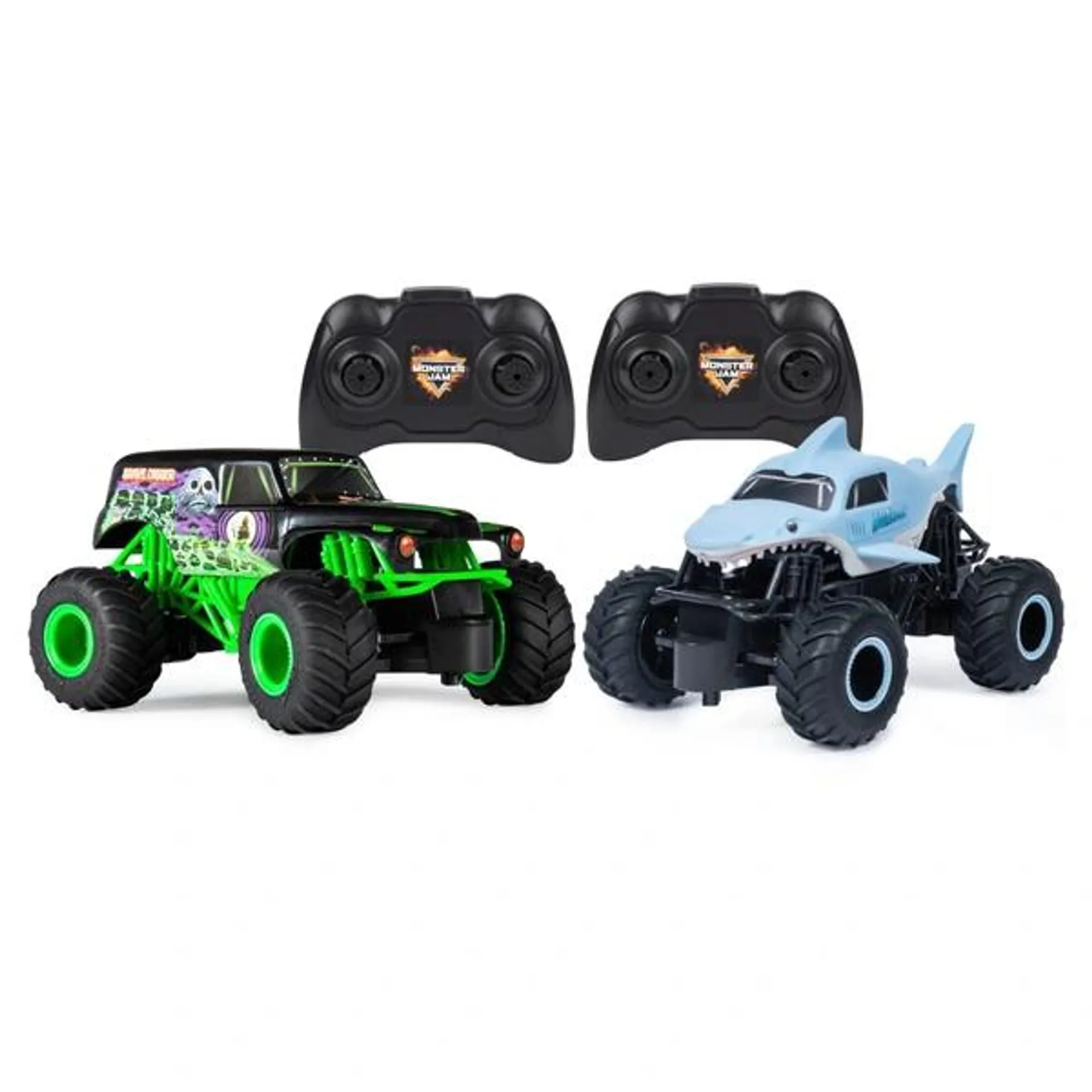 Monster Jam: Grave Digger Vs. Megalodon Racing Rivals Remote Control Trucks 1:24 Scale