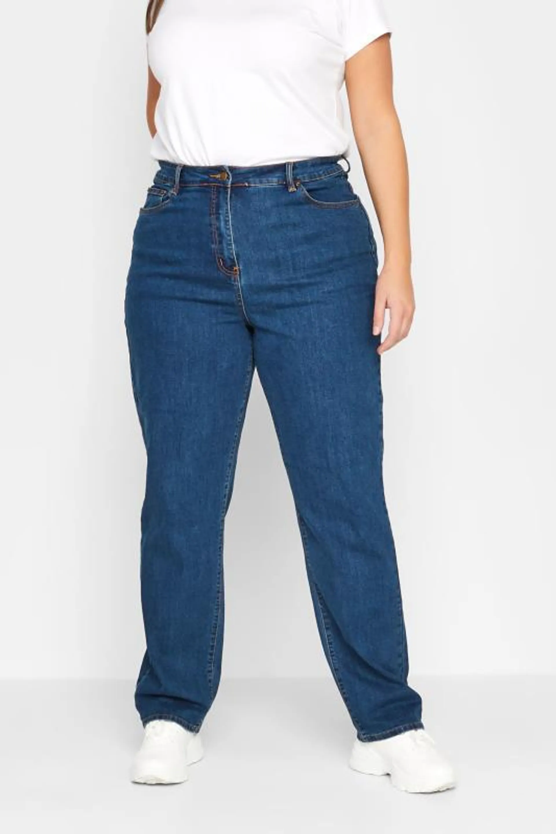 LTS Tall Indigo Blue Washed UNA Stretch Mom Jeans