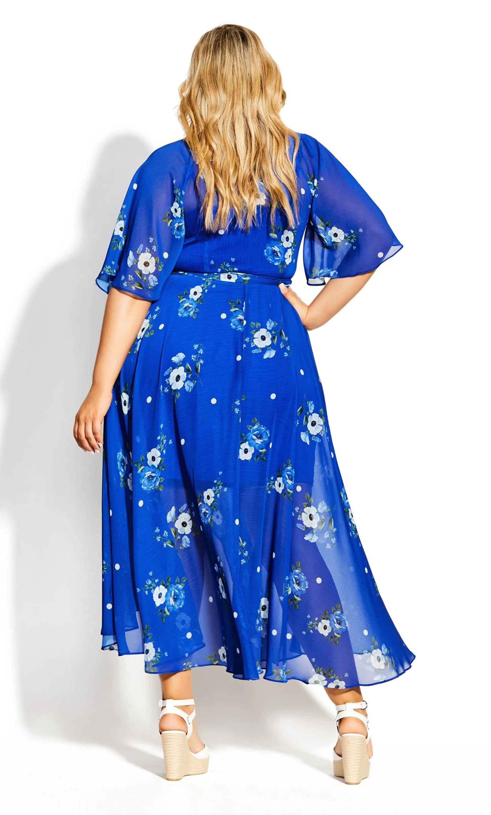 Evans Cobalt Blue Floral Wrap Dress