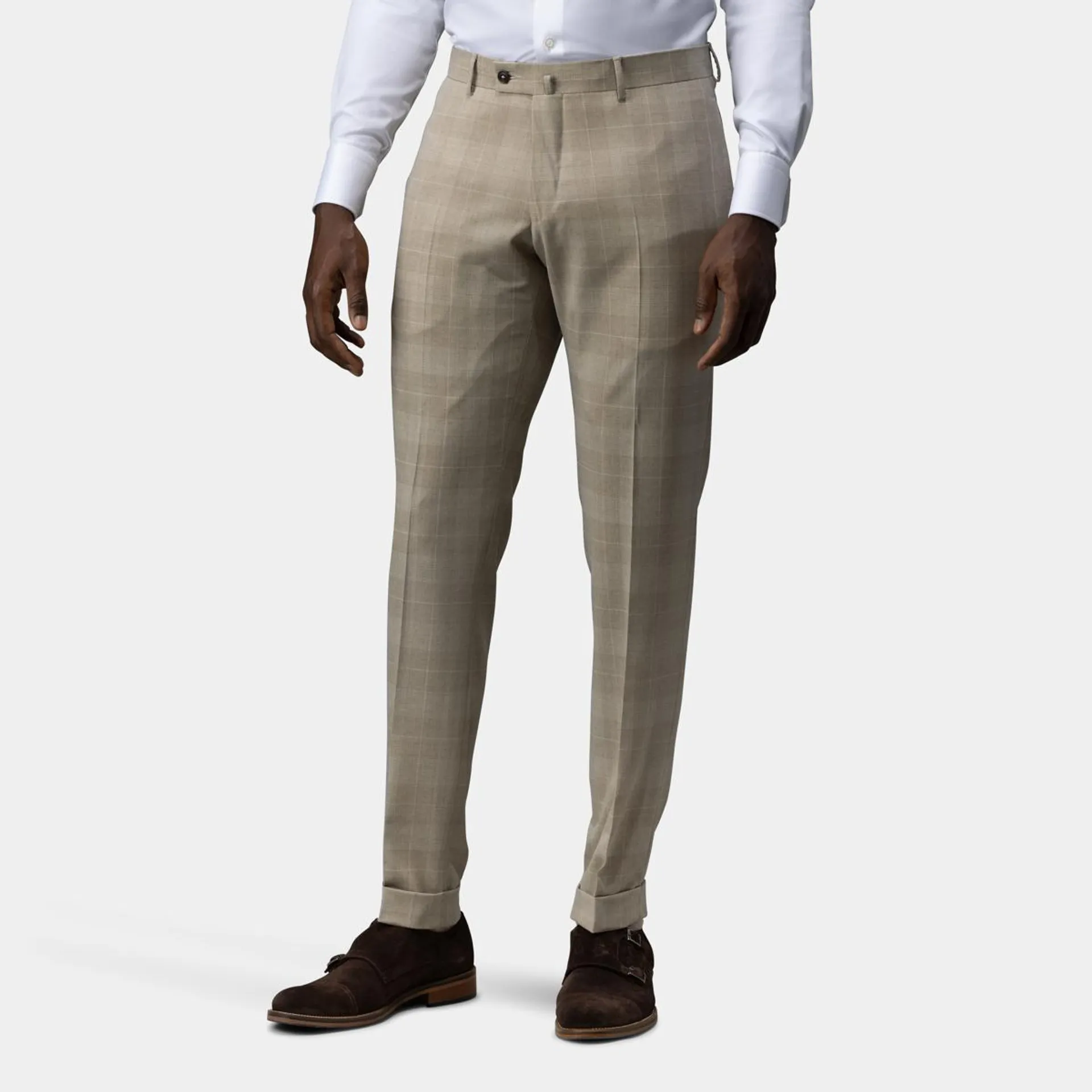 Beige checkered suit pants